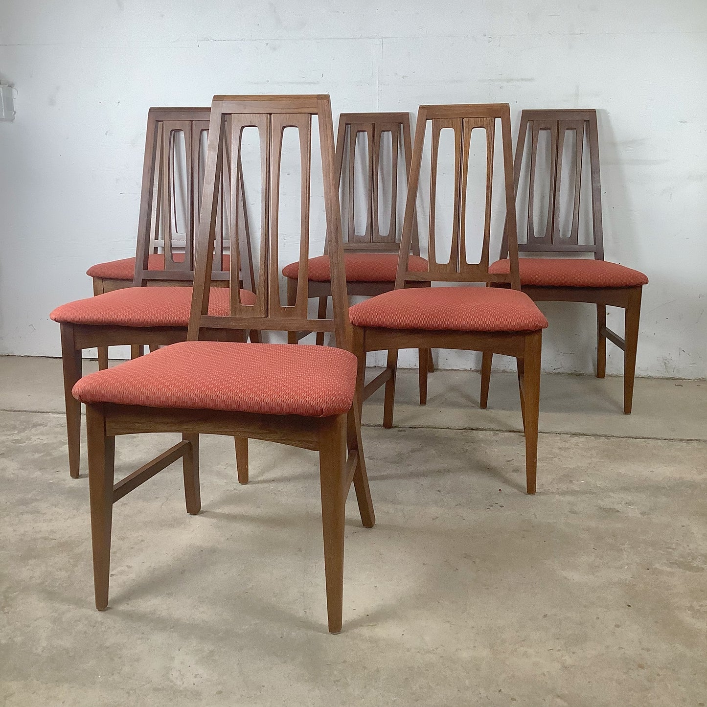 Young Manufacturing attr. Walnut High-Back Dining Chairs — A Set of Six MCM Chairs