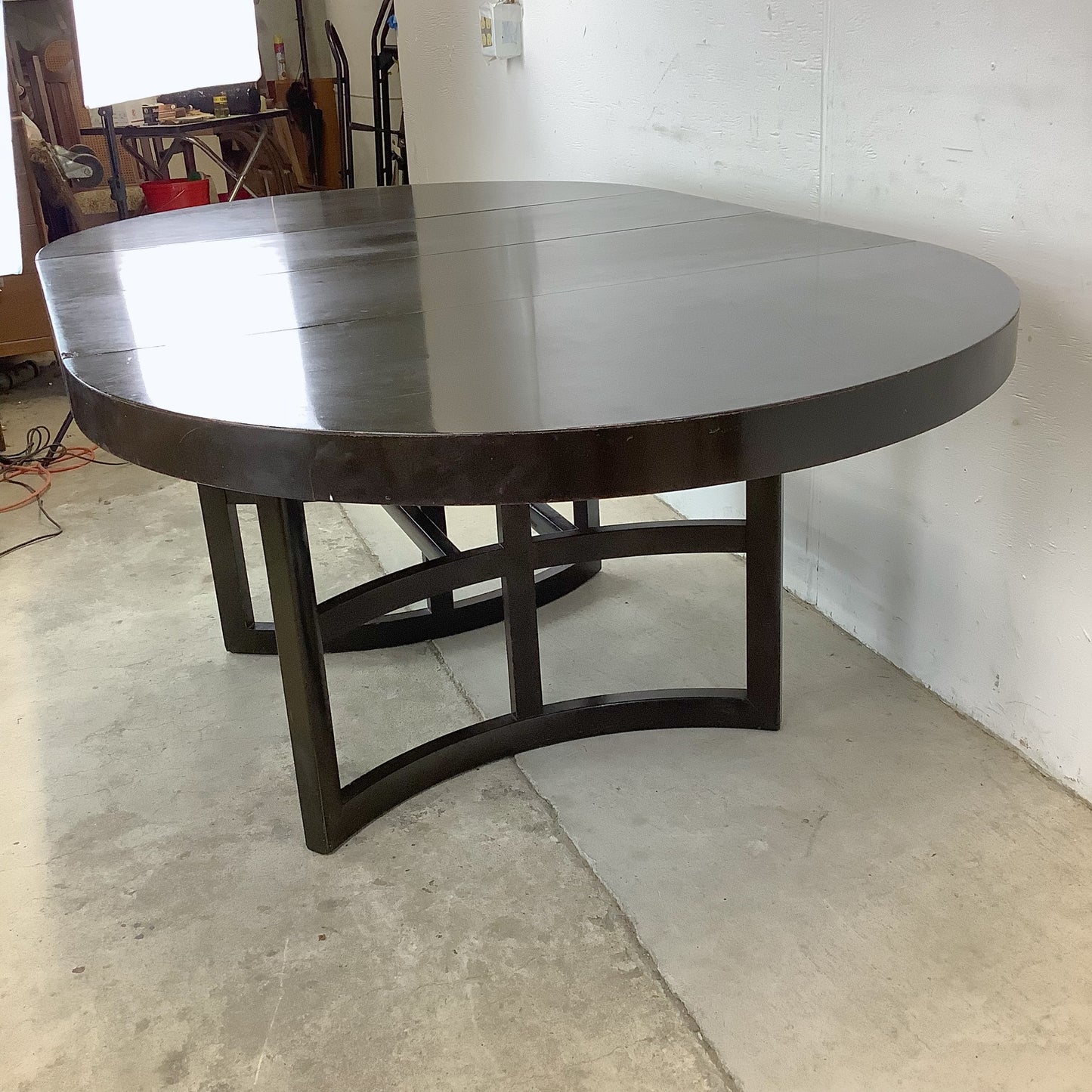 Ebonized Mahogany Round Extension Dining Table — Attributed to Paul T. Frankl