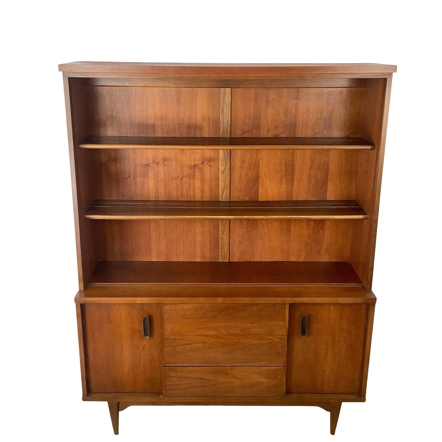 Vintage Mid-Century Modern Walnut Display Hutch, China Cabinet