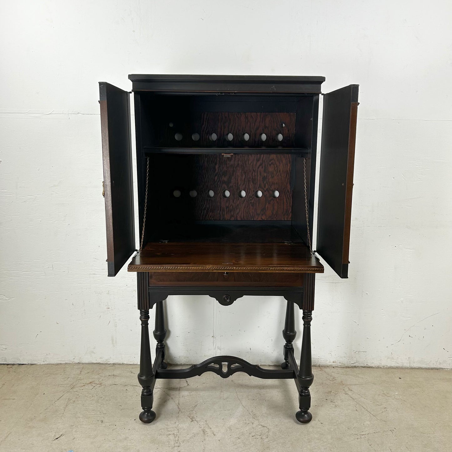 Tall Traditional Modern Bar Cabinet With Dropfront