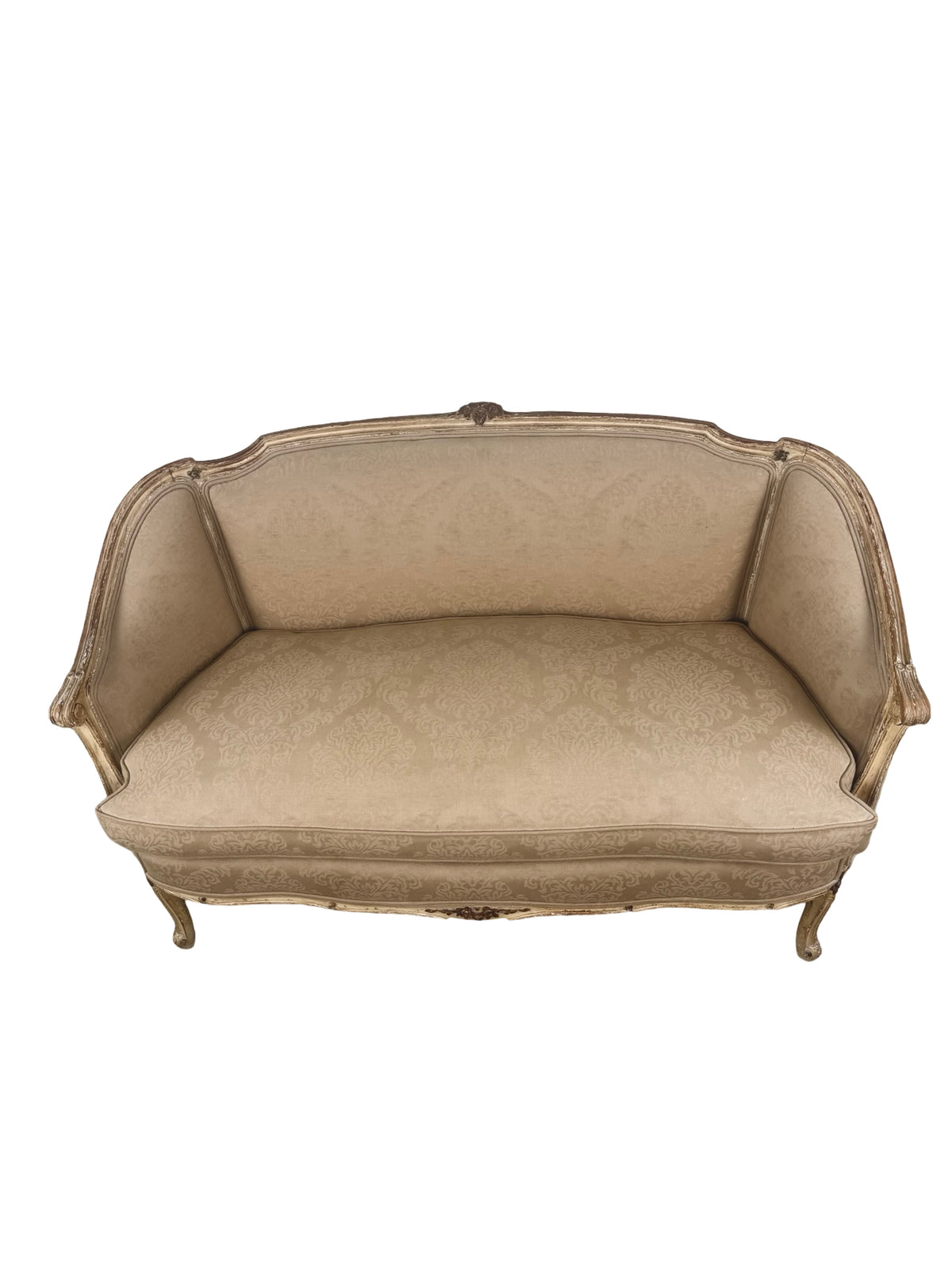 Vintage Louis XV Revival Carved Giltwood Upholstered Settee