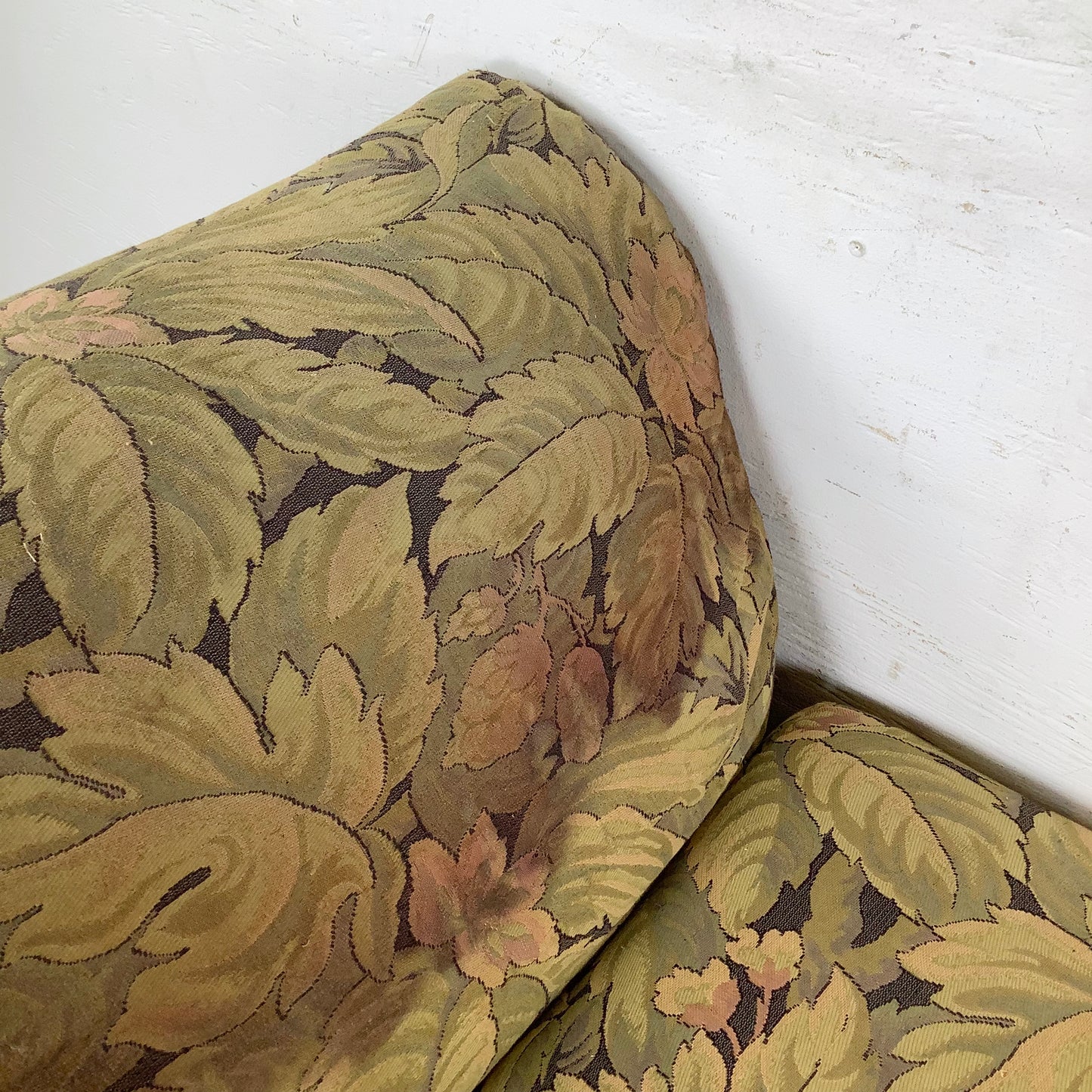 Vintage Botanical Chaise Bench With Rolled Arms