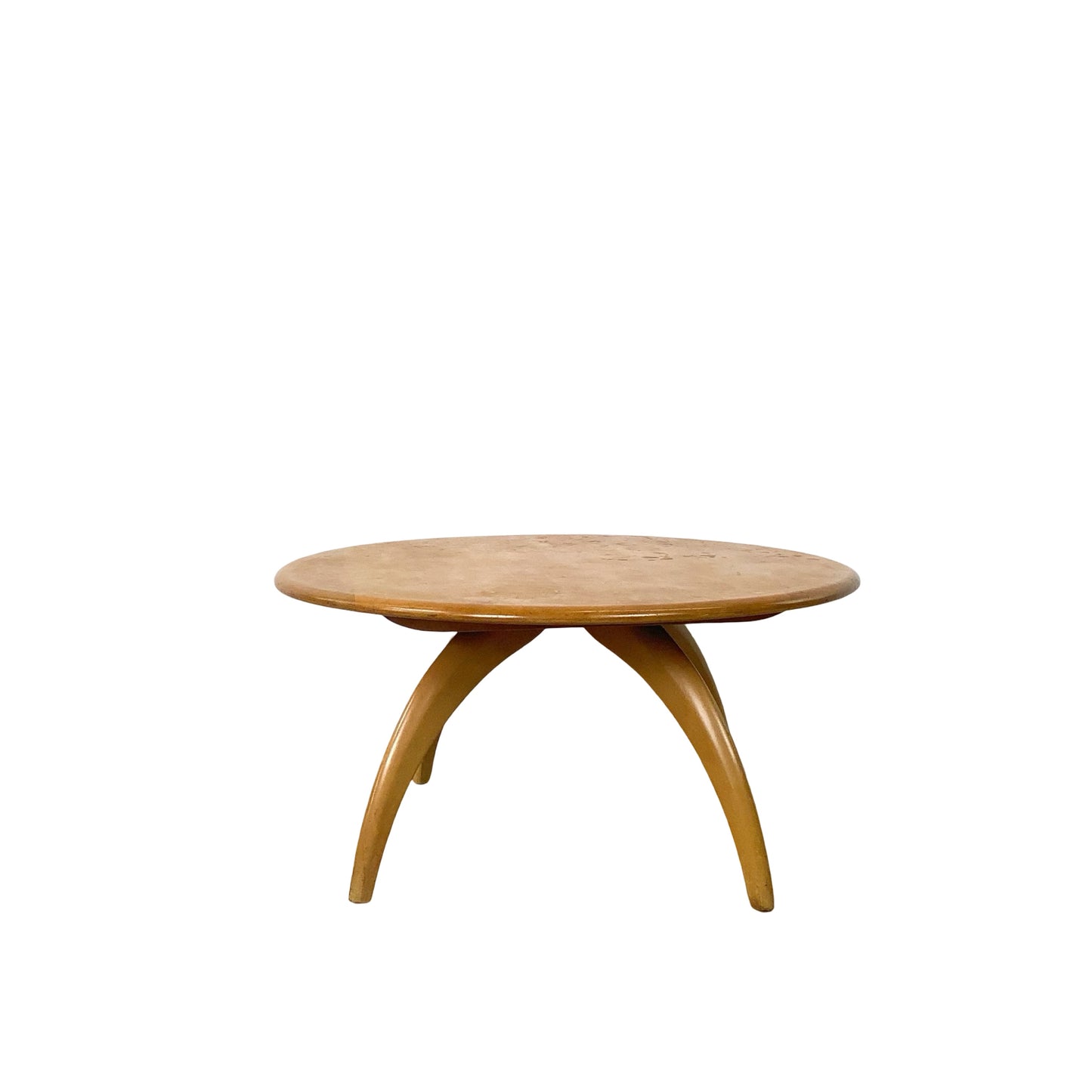 Heywood-Wakefield Solid Birch Lazy Susan Revolving Coffee Table (Wheat Finish)