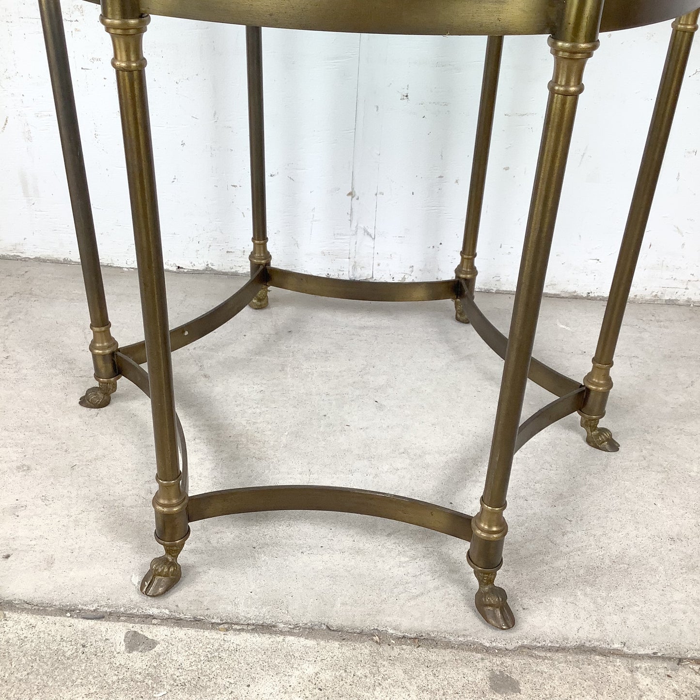 Vintage Brass & Octagonal Glass Accent Side Table in the Style of La Barge