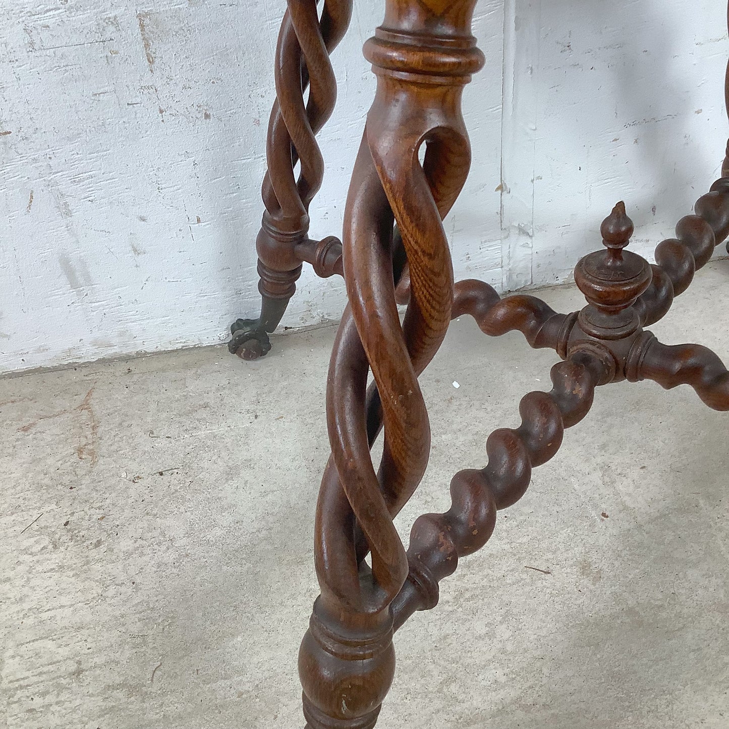 Antique Wood Table with Ball and Claw Feet
