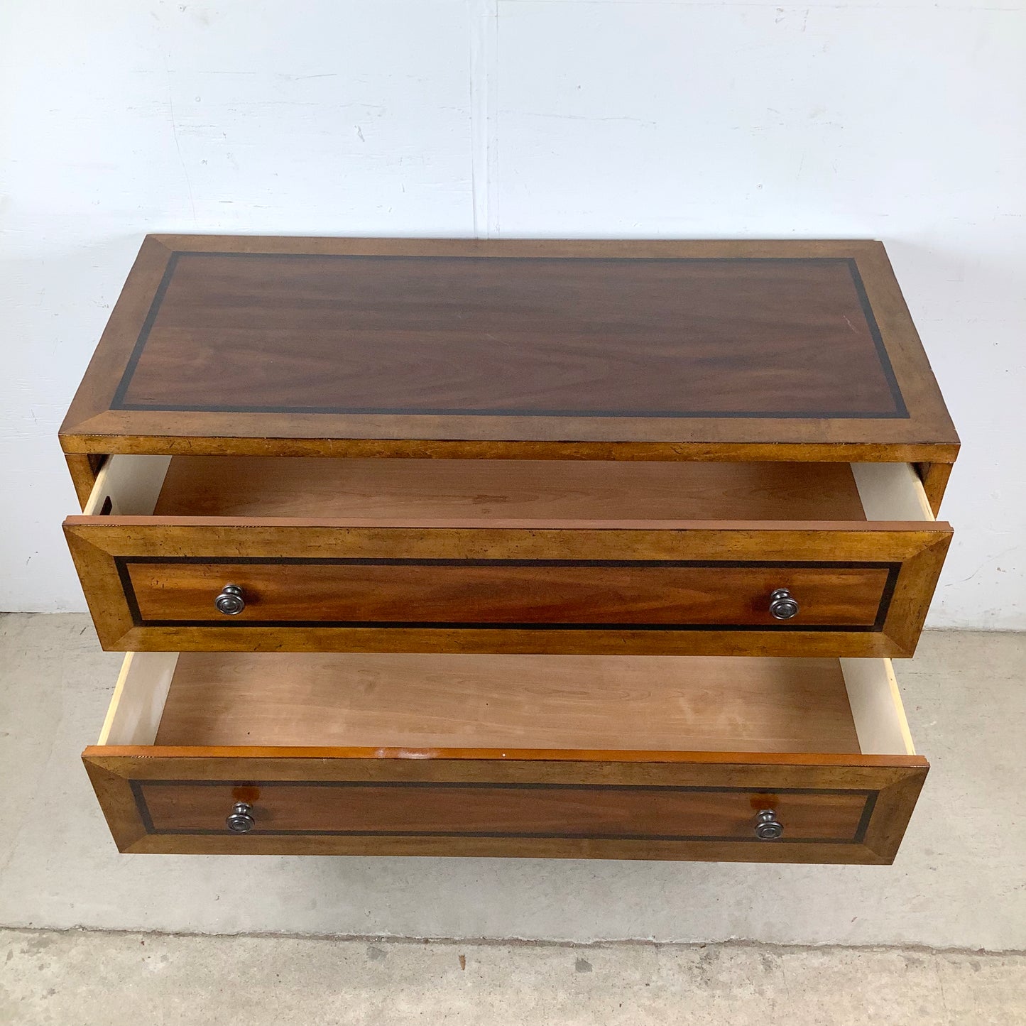 Transitional Two-Drawer Dresser With X Base