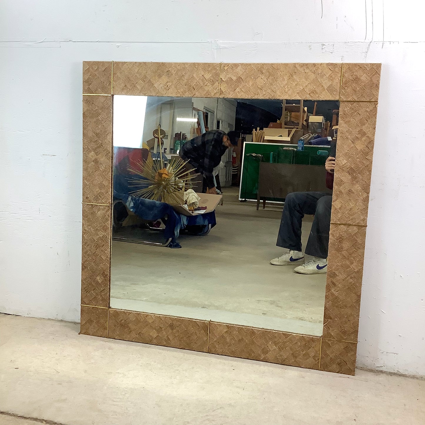 Large Vintage Square Wall Mirror