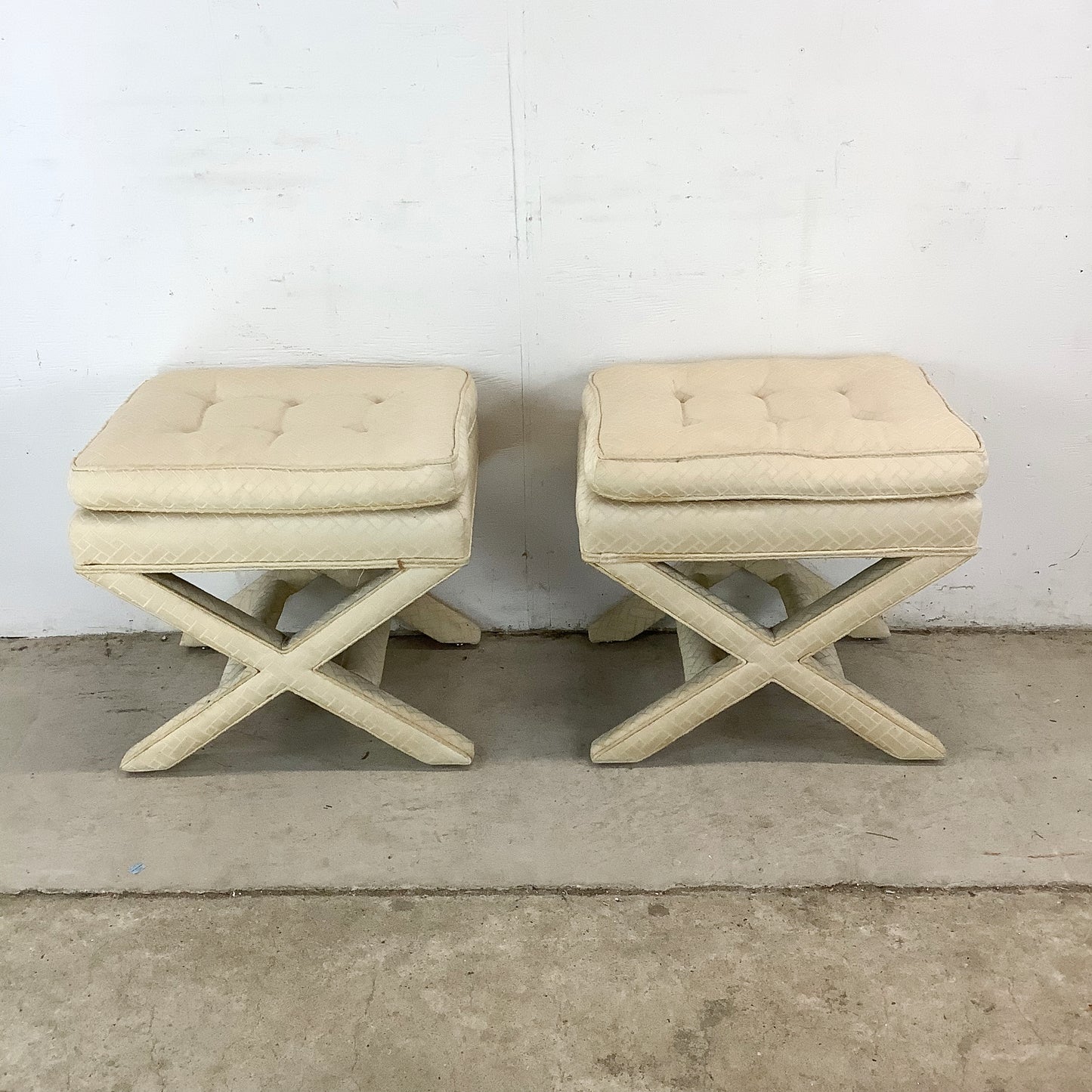 Pair Vintage X-Base Regency Benches