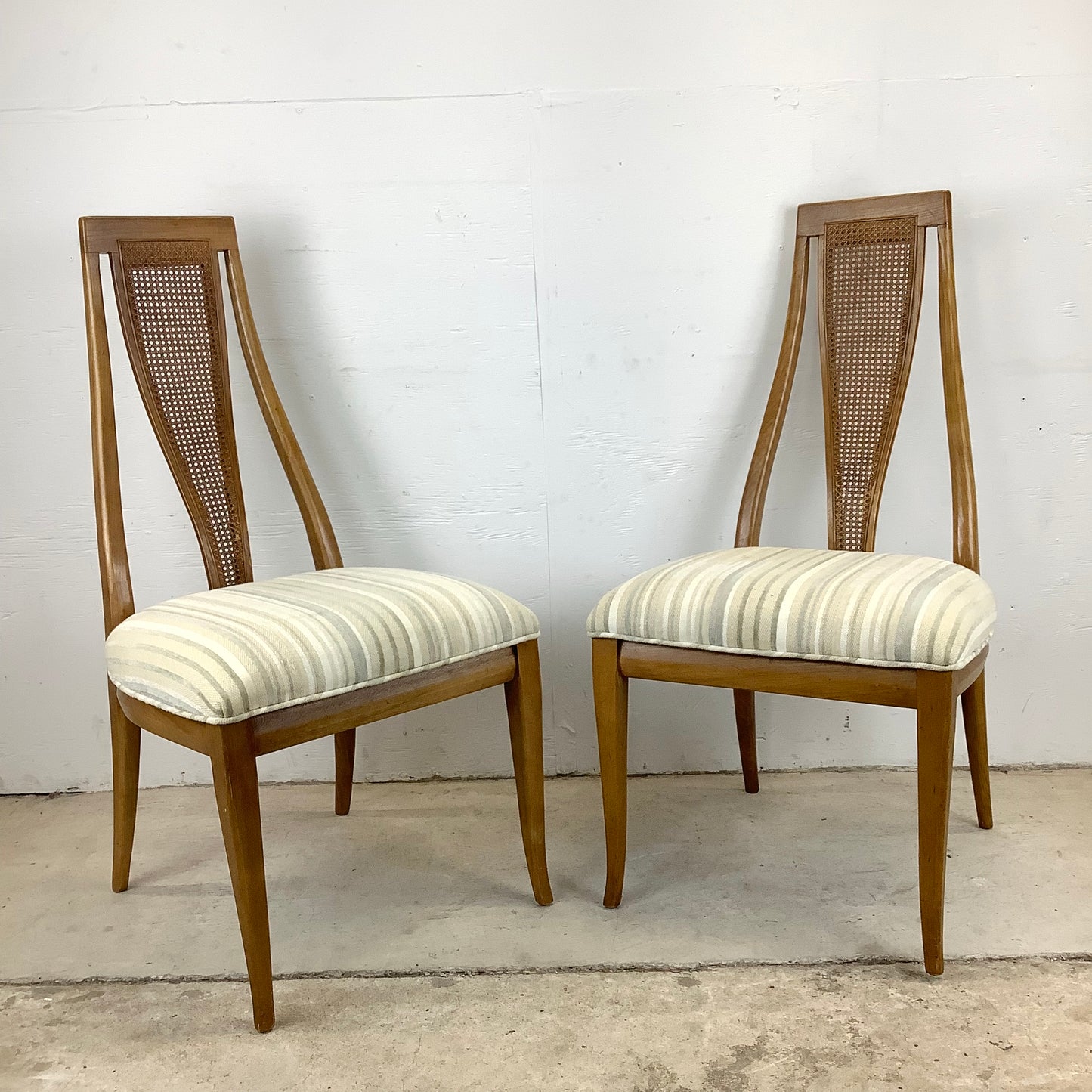 Vintage Highback Cane Detail Dining Chairs- Six