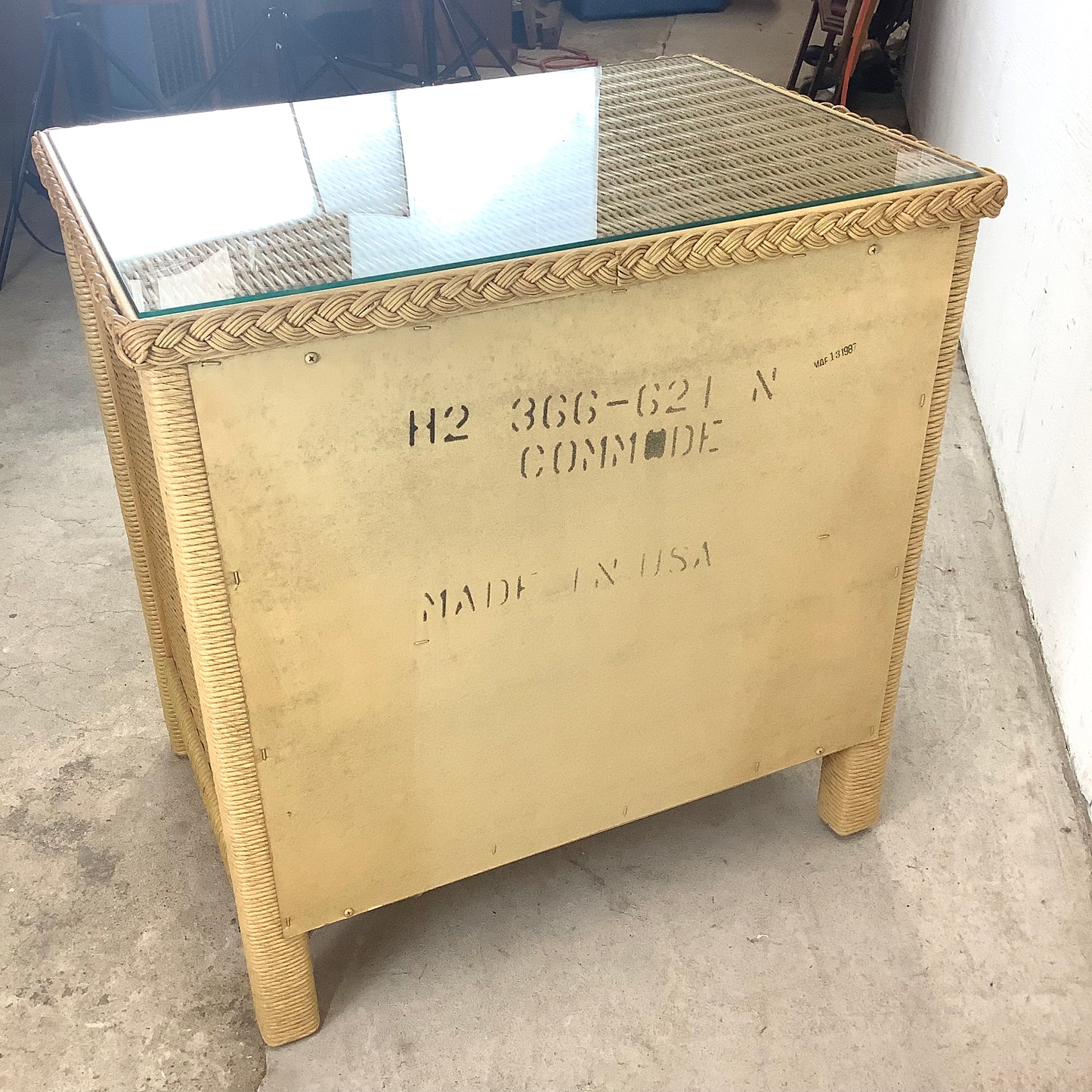 Vintage "Wicker" Two Drawer Nightstand by Henry Link