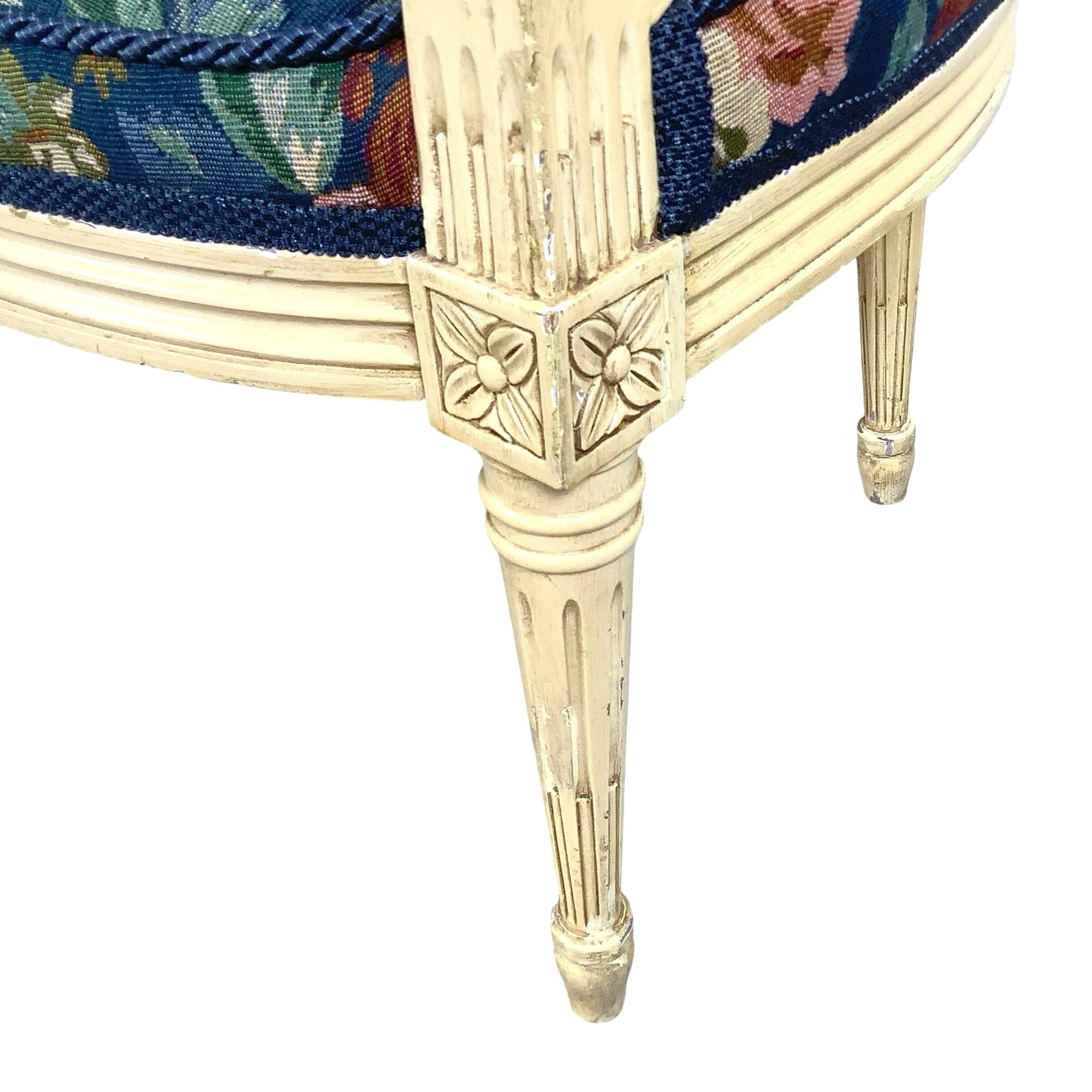 Vintage Louis XVI Style Painted Fauteuil | French Provincial Armchair  This painted fauteuil captures the timeless elegance of