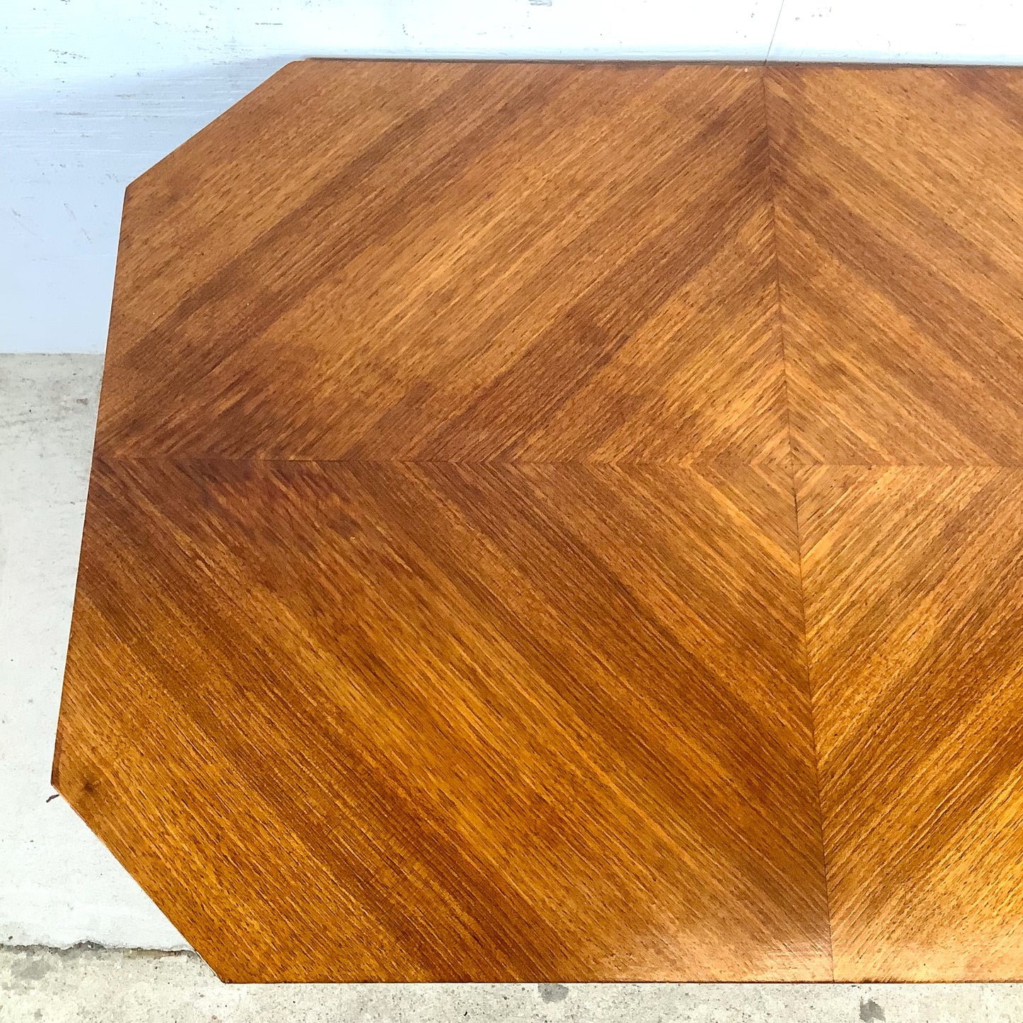 Vintage Modern Coffee Table with Bookmatched Veneer Top and Chrome Base