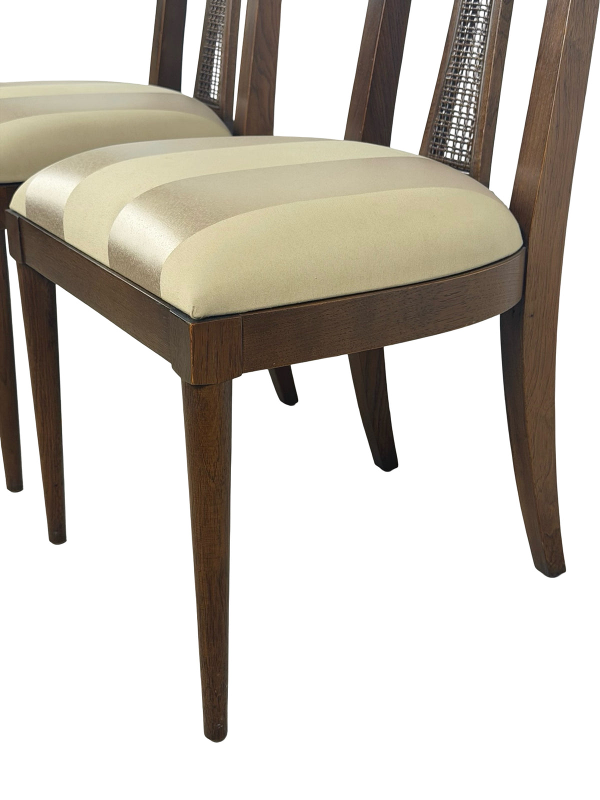 Pair of Vintage Mid-Century Modern High-Back Cane Dining Chairs, Stamped Denmark