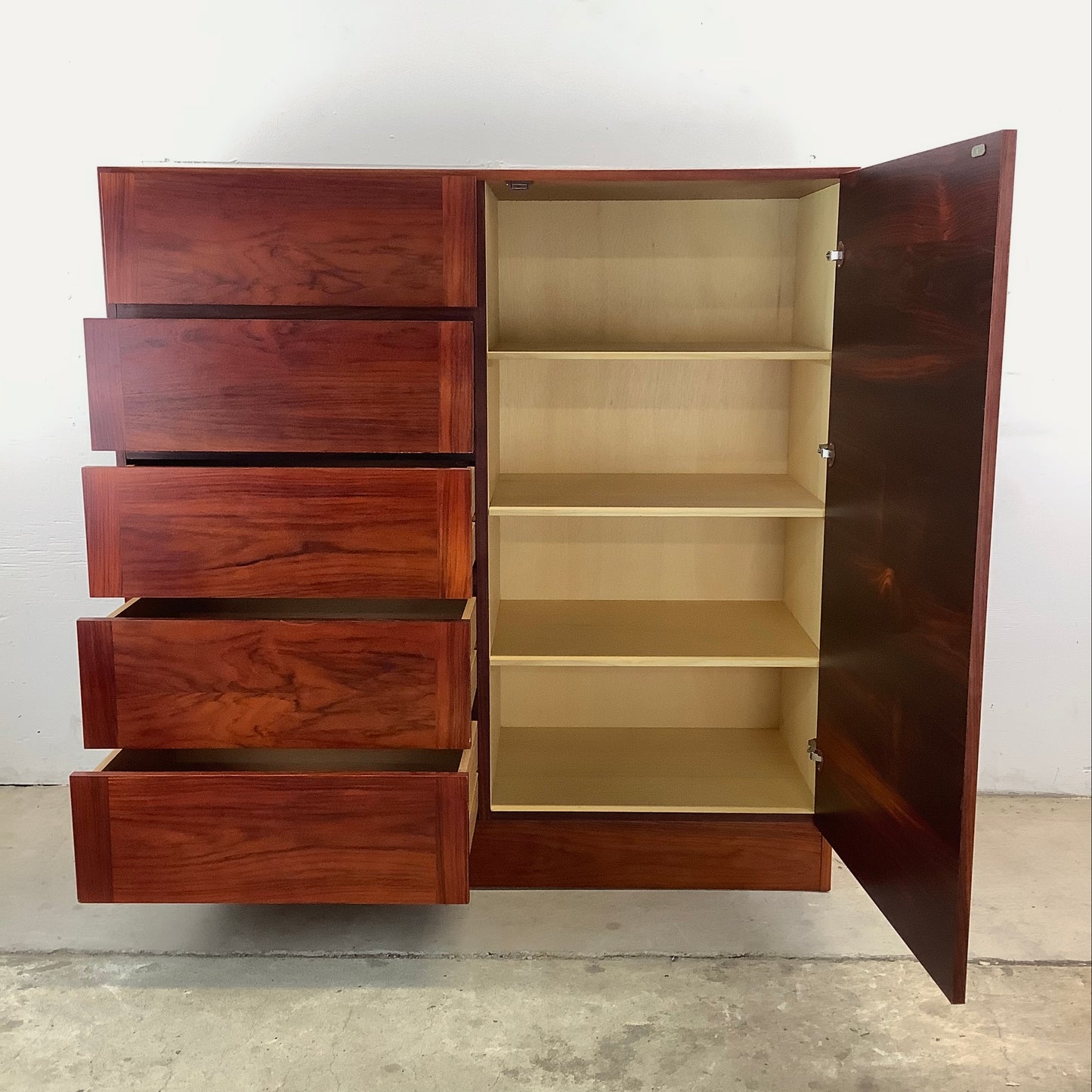 Sccandinavian Modern Rosewood Armoire Dresser