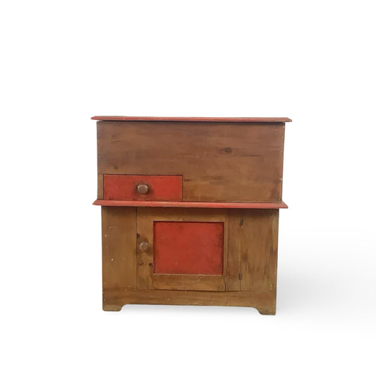Antique American Primitive Painted Pine Farmhouse Cabinet