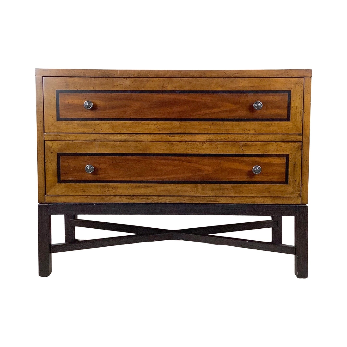 Transitional Two-Drawer Dresser With X Base