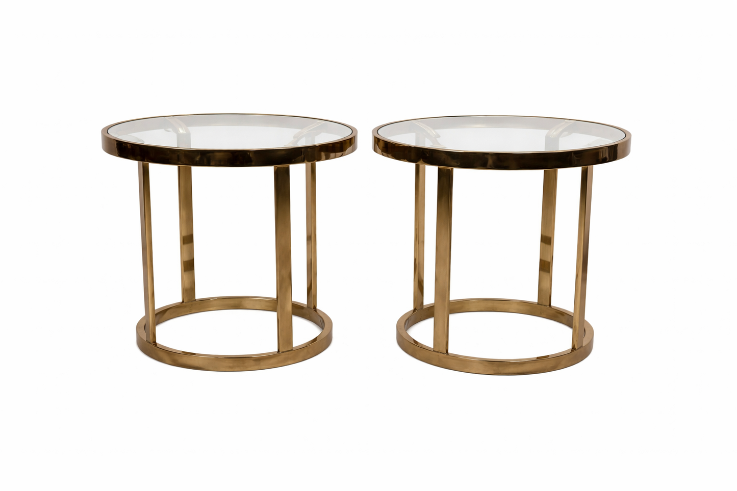 Pair of Vintage Brass and Glass Side Tables