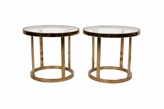 Pair of Vintage Brass and Glass Side Tables