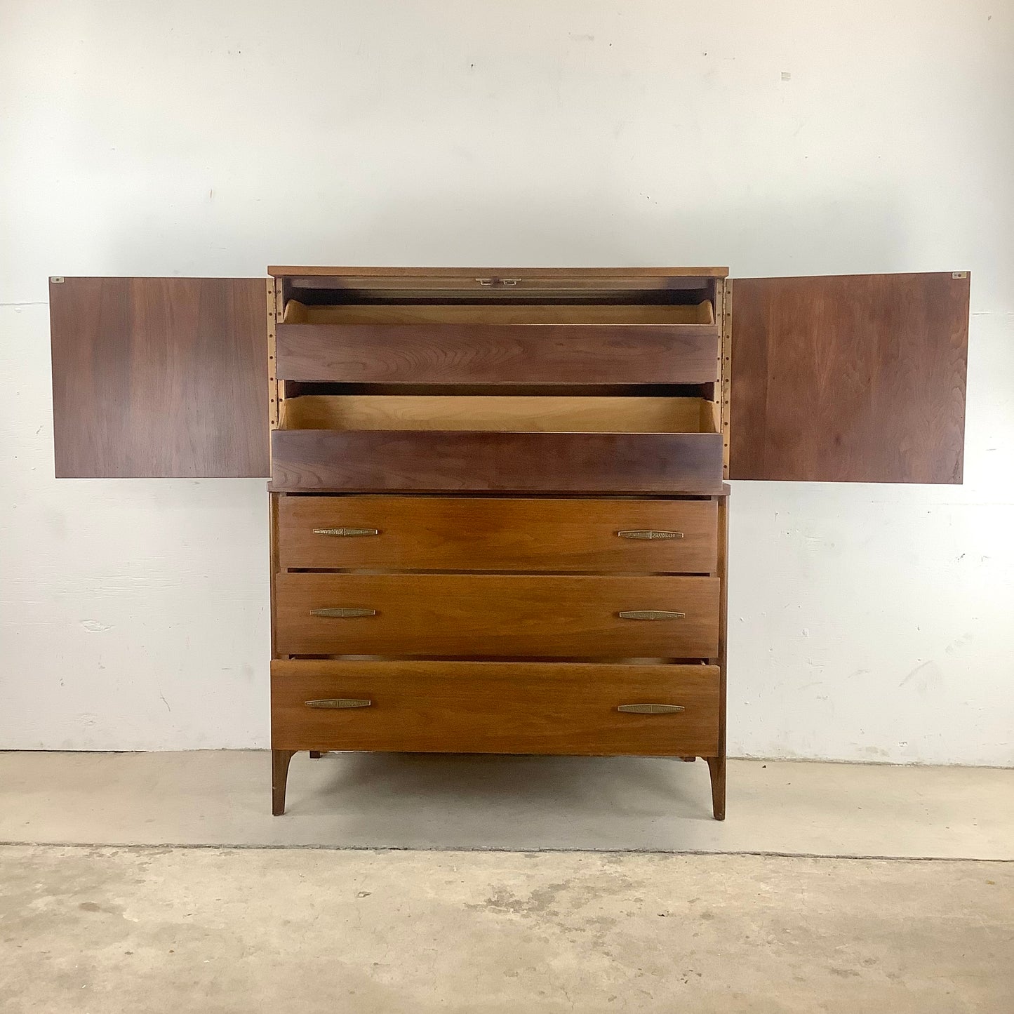 Mid-Century Kent Coffey Style Walnut Highboy Dresser