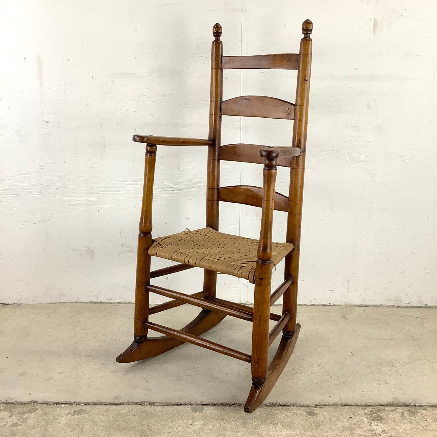 Vintage Antique Rush Seat Child Rocking Chair