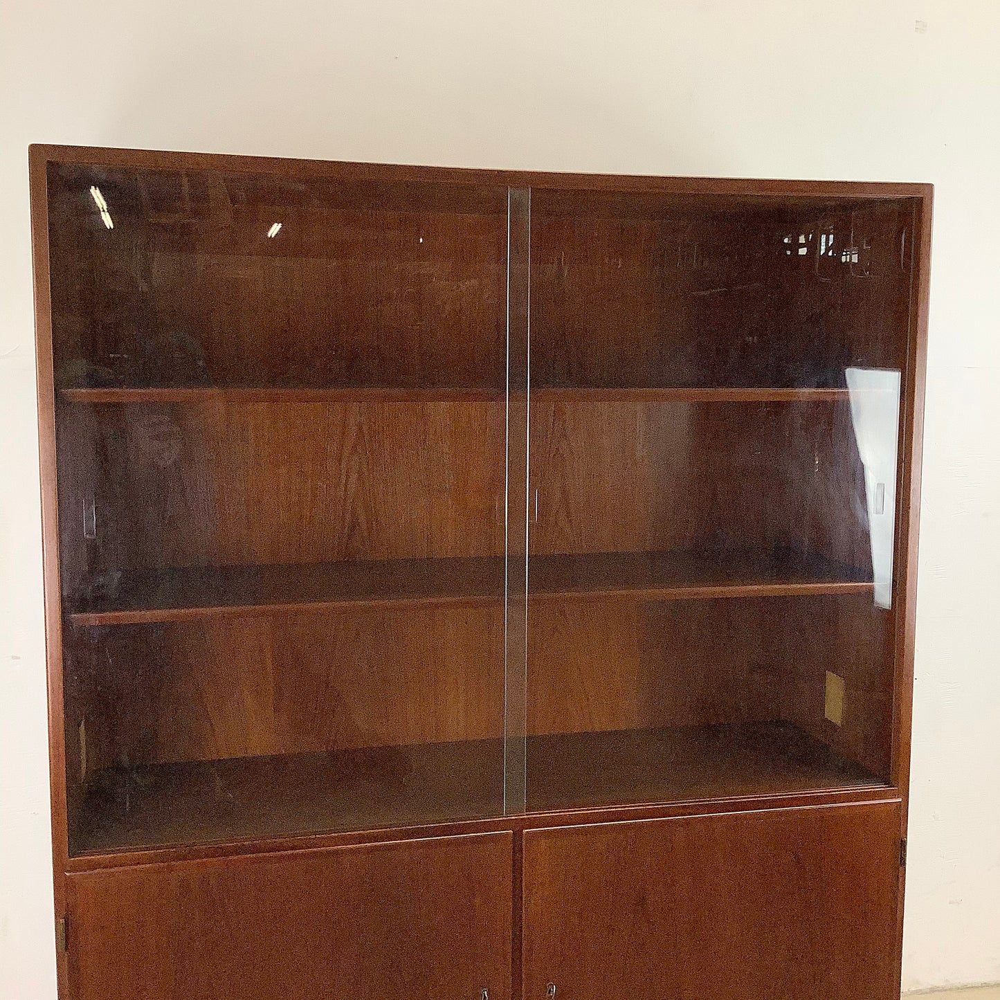 Mid-Century Glass Front Teak Display Cabinet