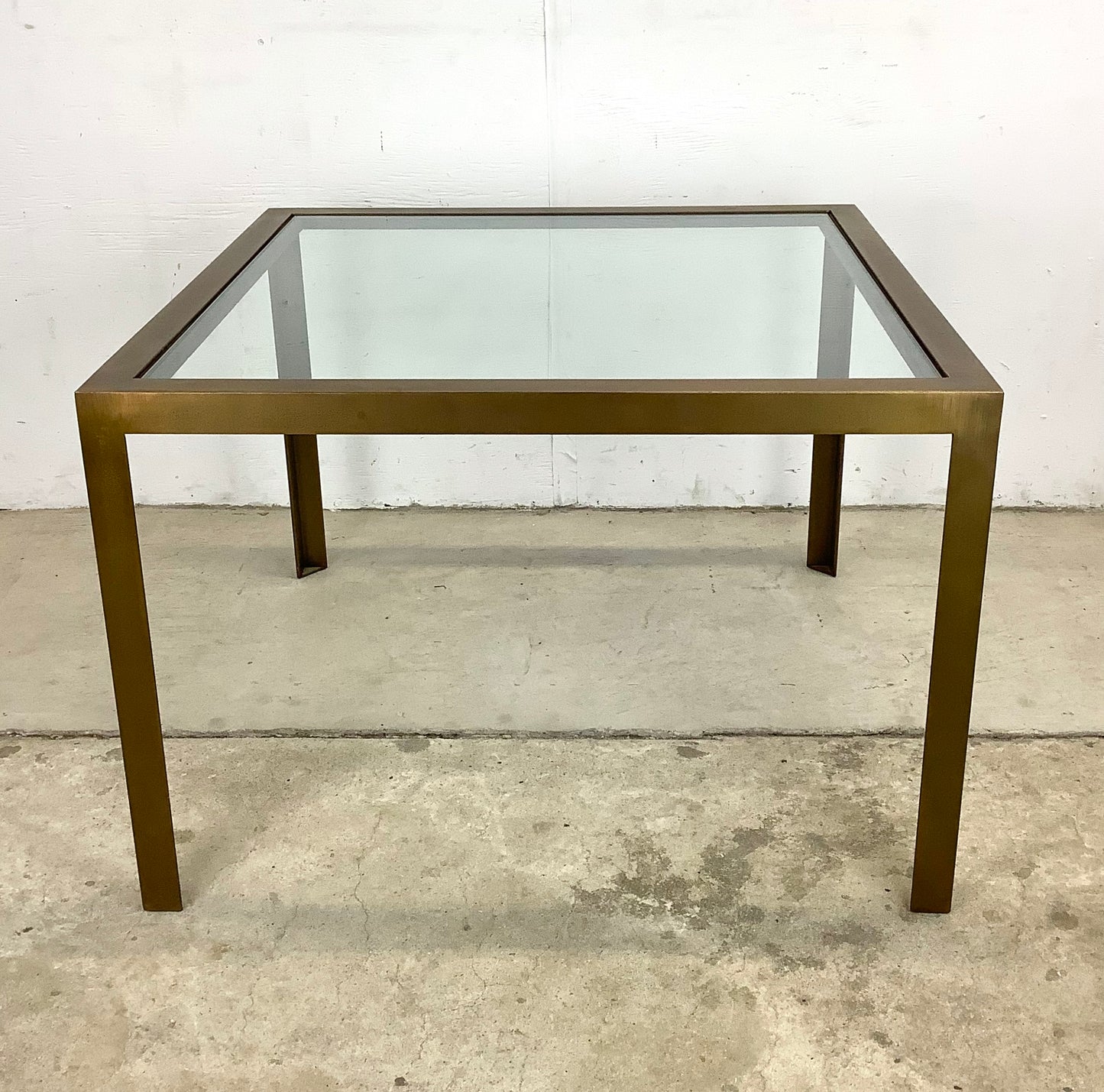 Tall Vintage Modern Glass Top Coffee Table