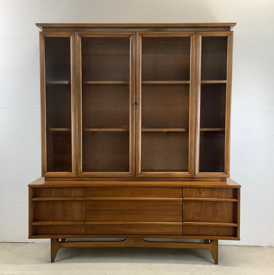 Mid-Century Walnut Sideboard With China Cabinet by Young Manufacturing