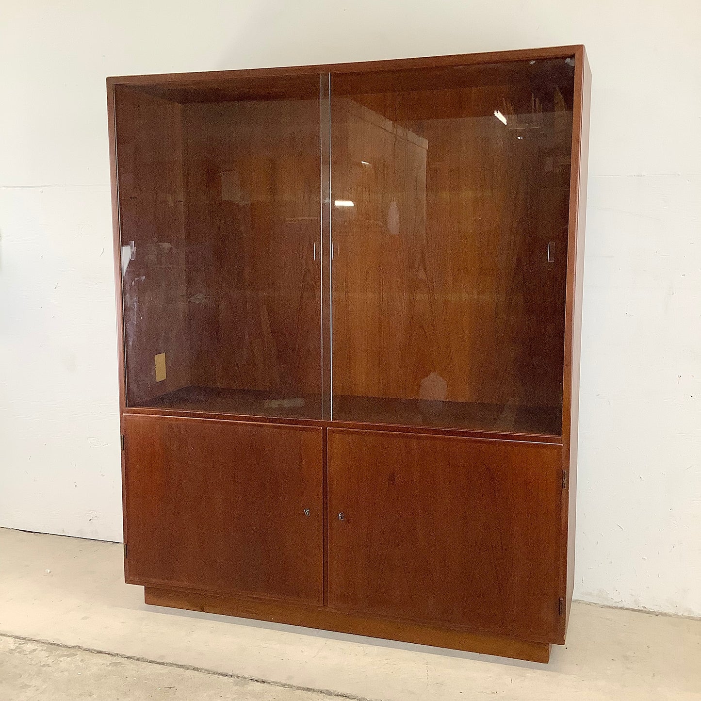 Mid-Century Glass Front Teak Display Cabinet