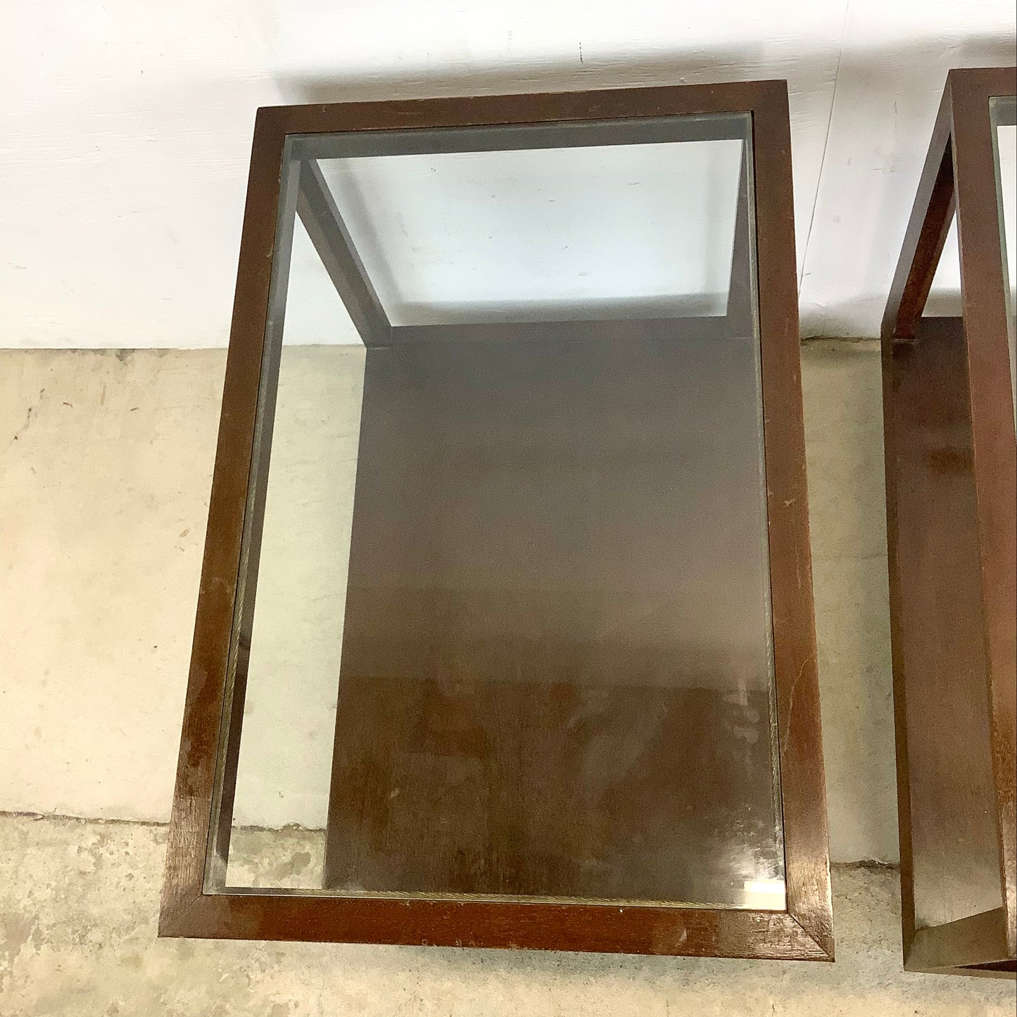 Mid-Century Glass Top Lamp Tables- Pair