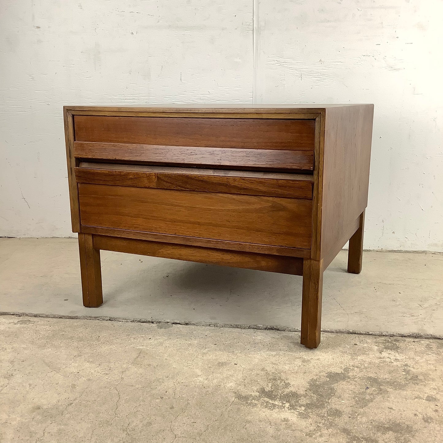 Spacious Mid-Century Walnut Square End Table