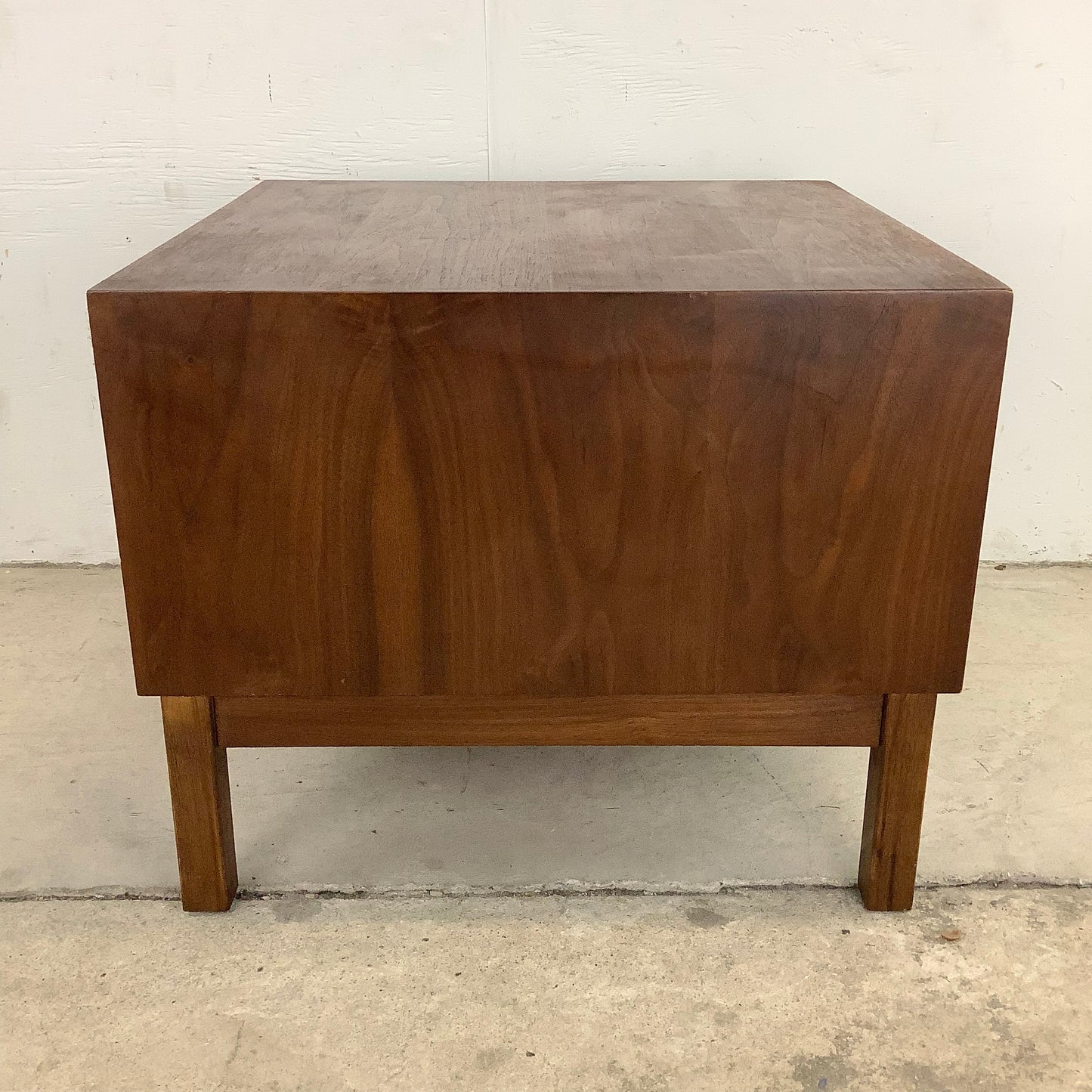 Spacious Mid-Century Walnut Square End Table