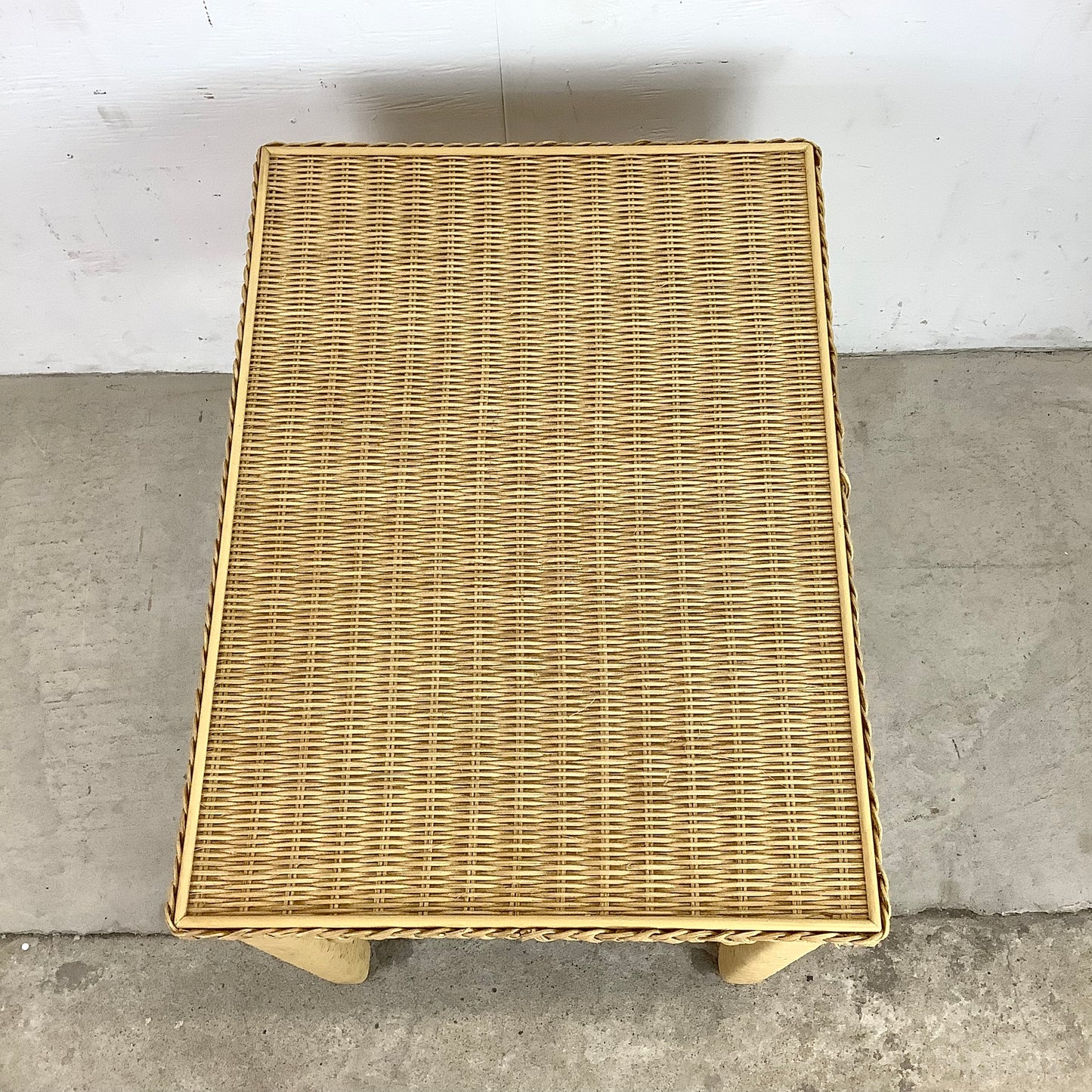 Boho Modern Wicker and Glass Top Side Table- Henry Link Style