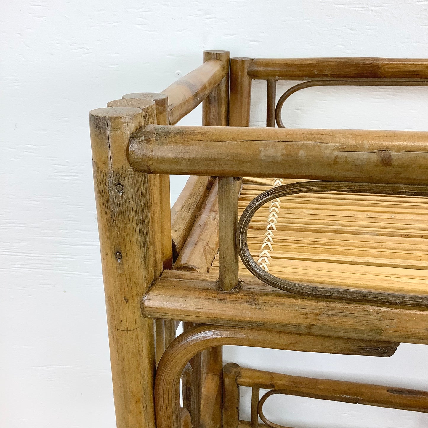Vintage Boho Modern Bamboo Bar Cart