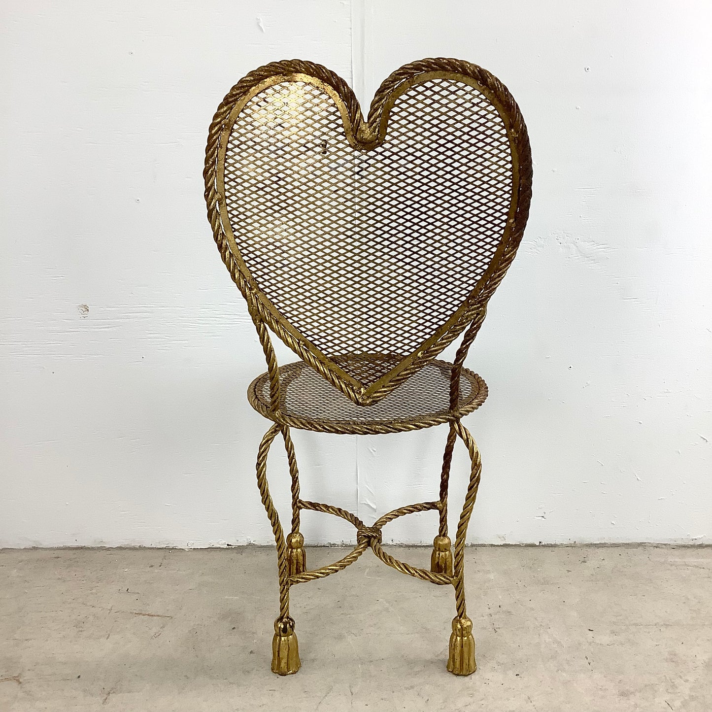 Italian Modern Heart Shaped Gilt Tassell Chair