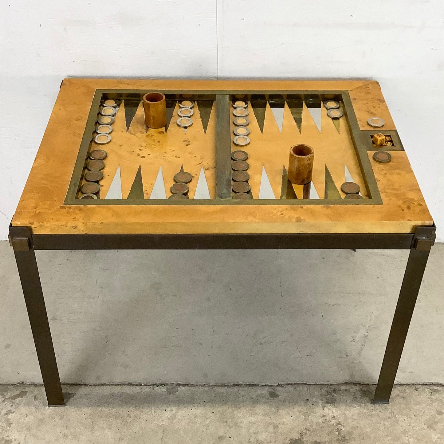 Tommaso Barbi Brass and Burl Backgammon Game Table