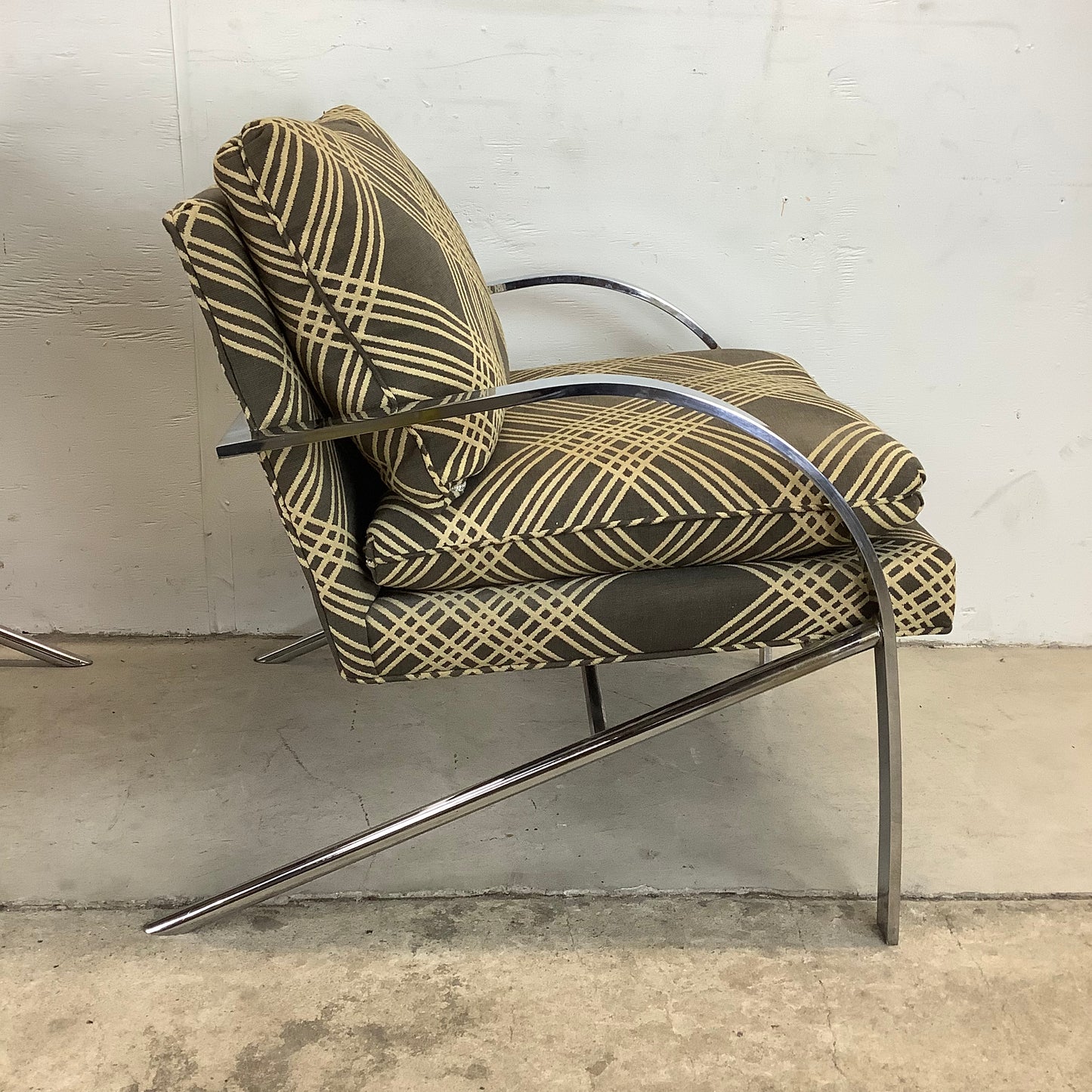 Pair of Mid-Century Chrome "Arco" Lounge Chairs attr.  Paul Tuttle
