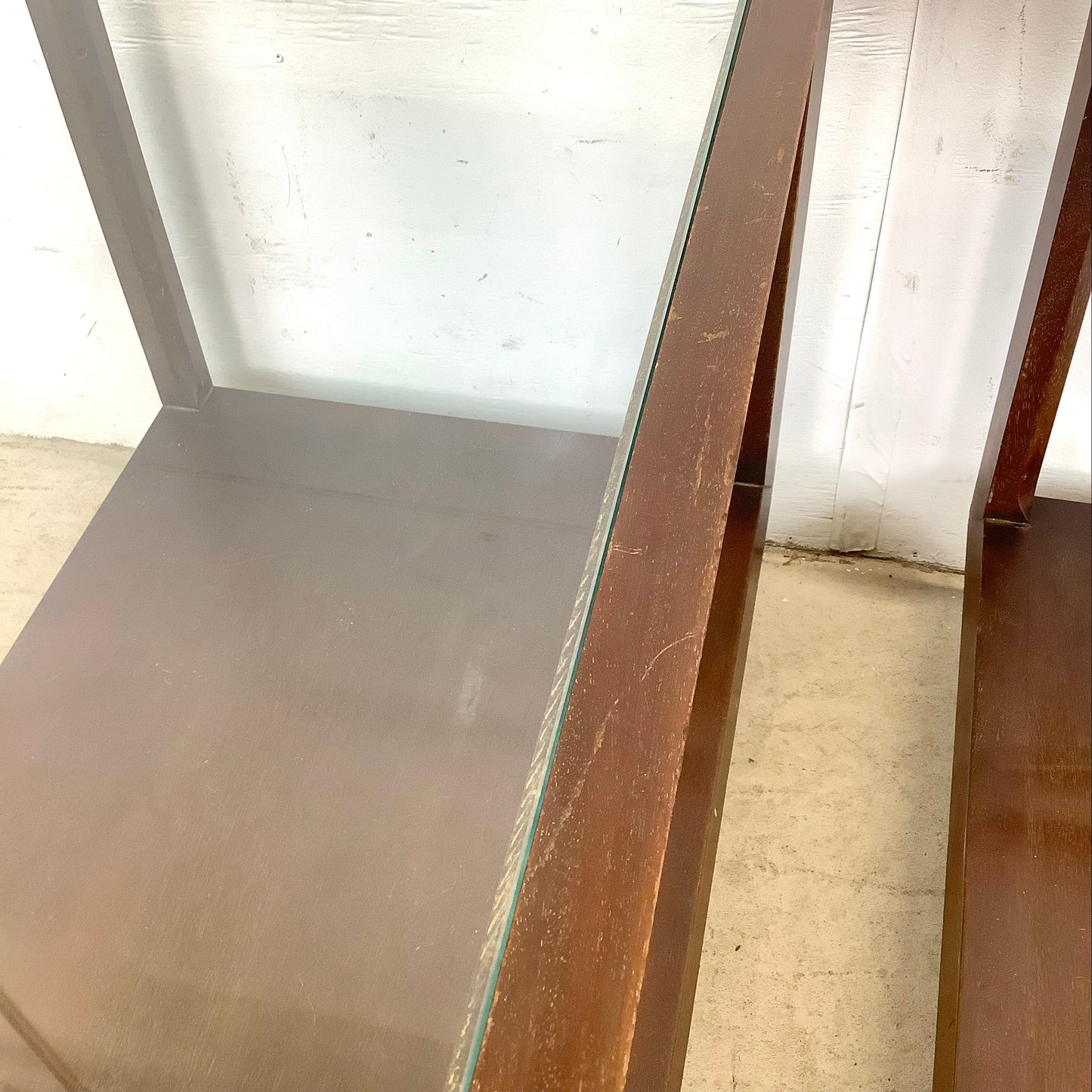 Mid-Century Glass Top Lamp Tables- Pair