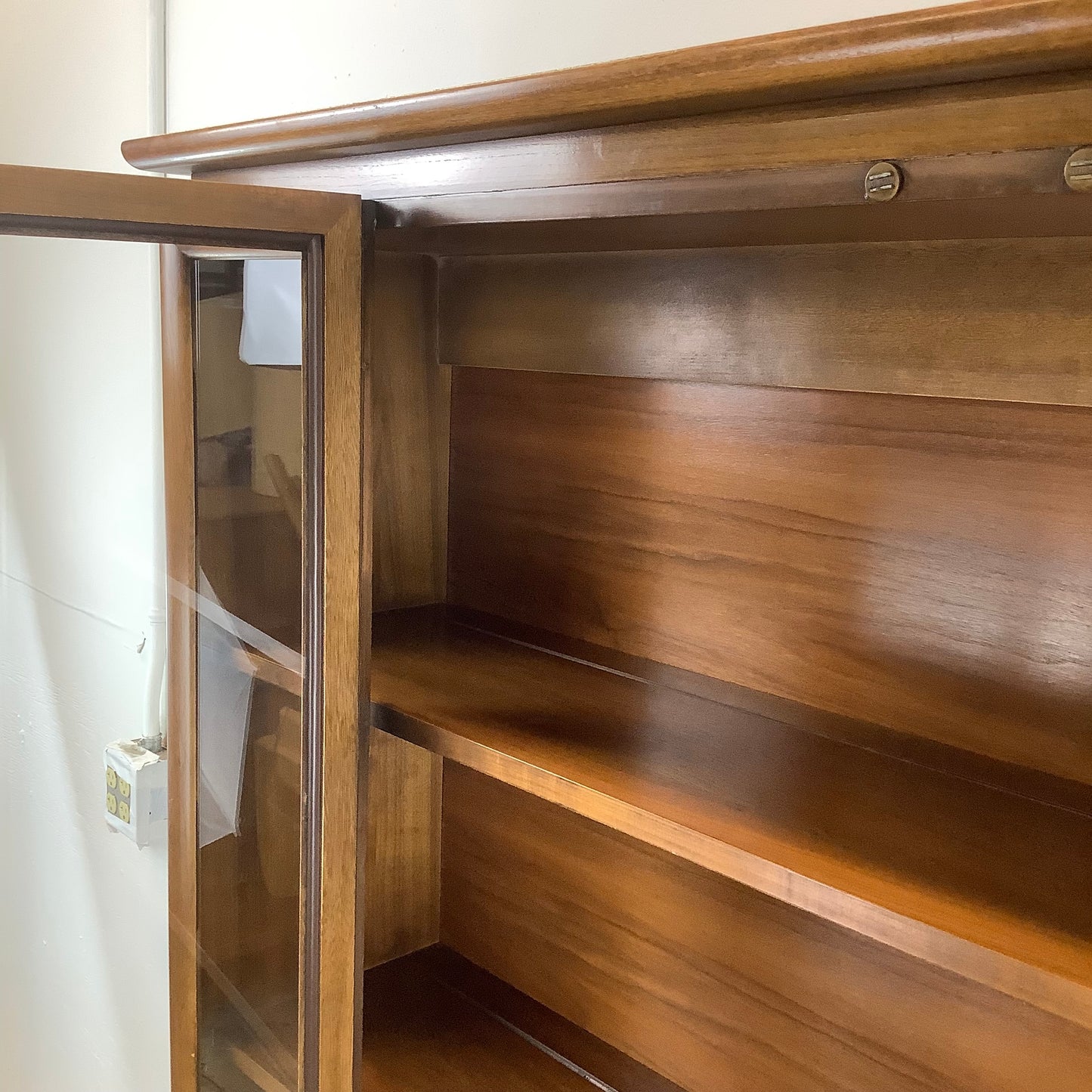 Mid-Century Walnut Sideboard With China Cabinet by Young Manufacturing