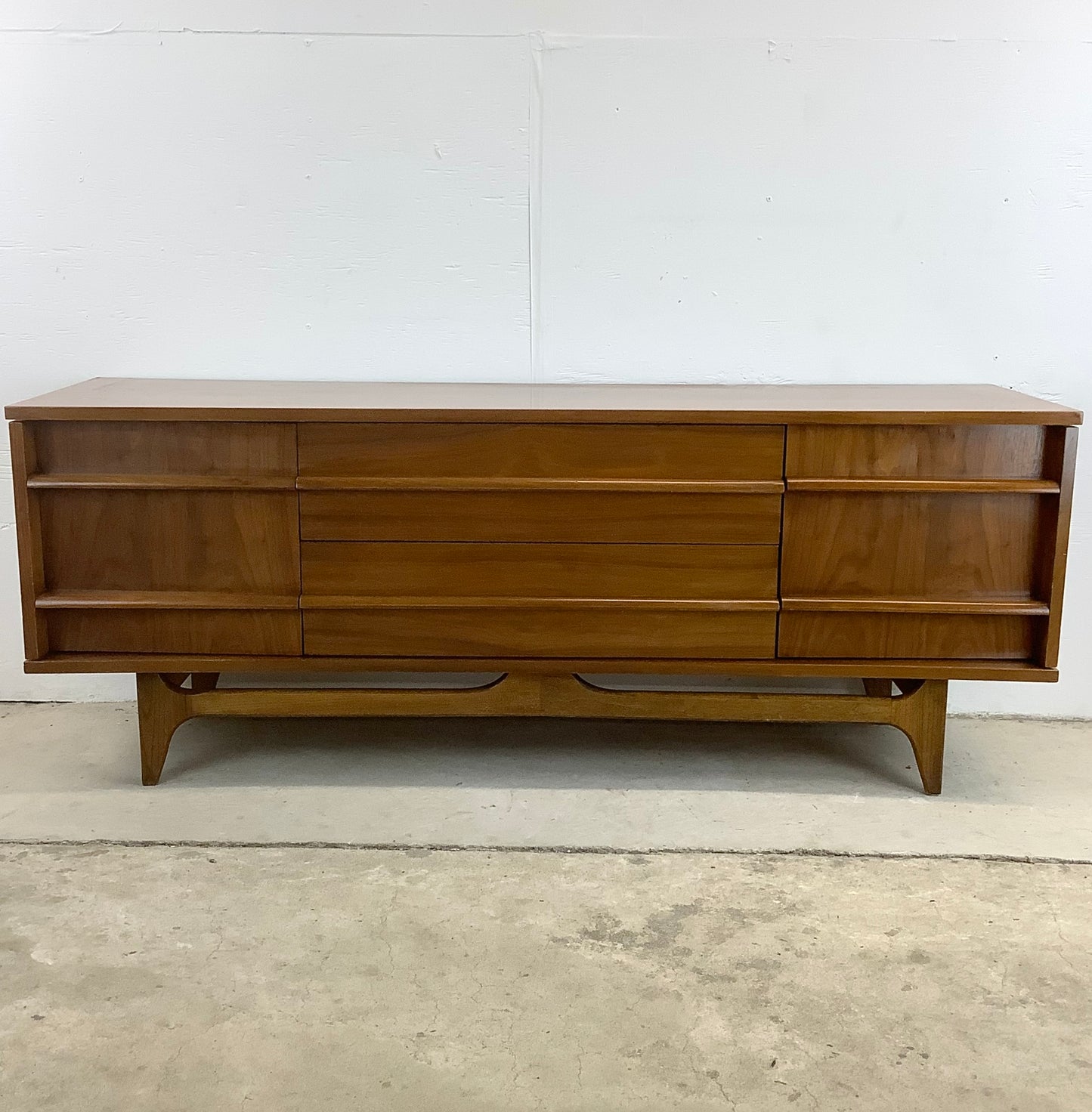 Mid-Century Walnut Sideboard With China Cabinet by Young Manufacturing