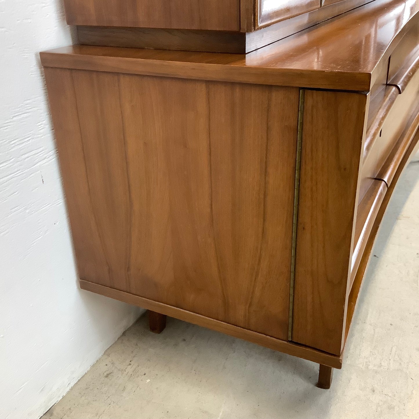 Mid-Century Walnut Sideboard With China Cabinet by Young Manufacturing