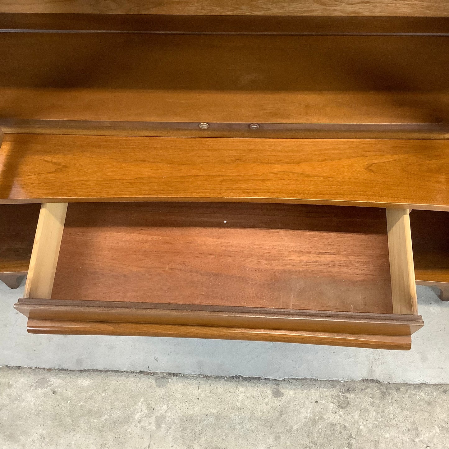 Mid-Century Walnut Sideboard With China Cabinet by Young Manufacturing