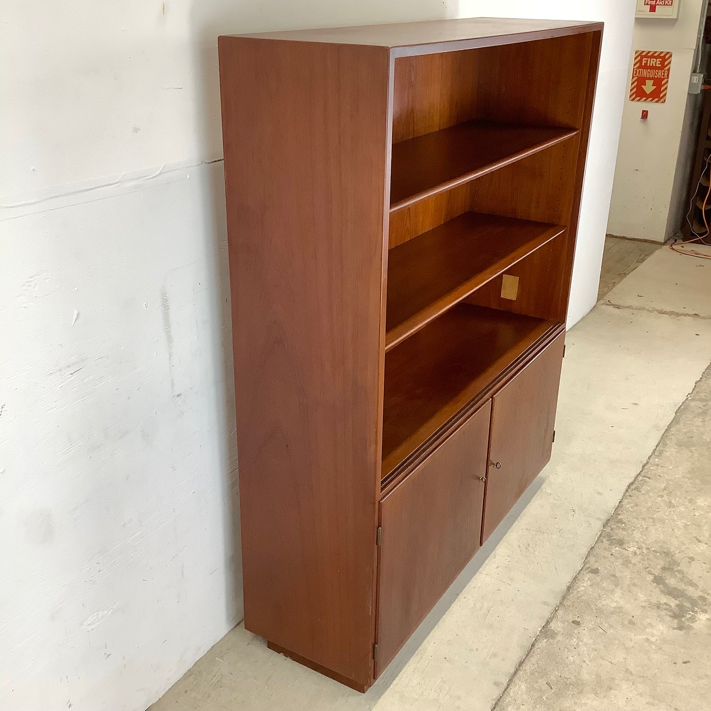 Mid-Century Glass Front Teak Display Cabinet