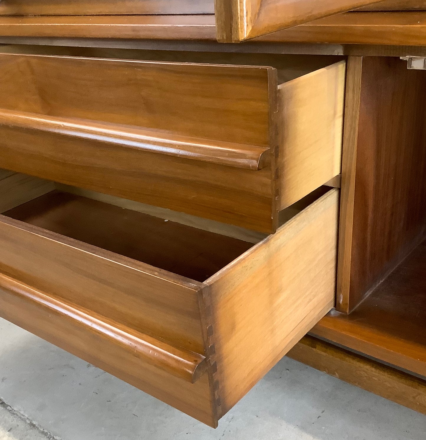 Mid-Century Walnut Sideboard With China Cabinet by Young Manufacturing