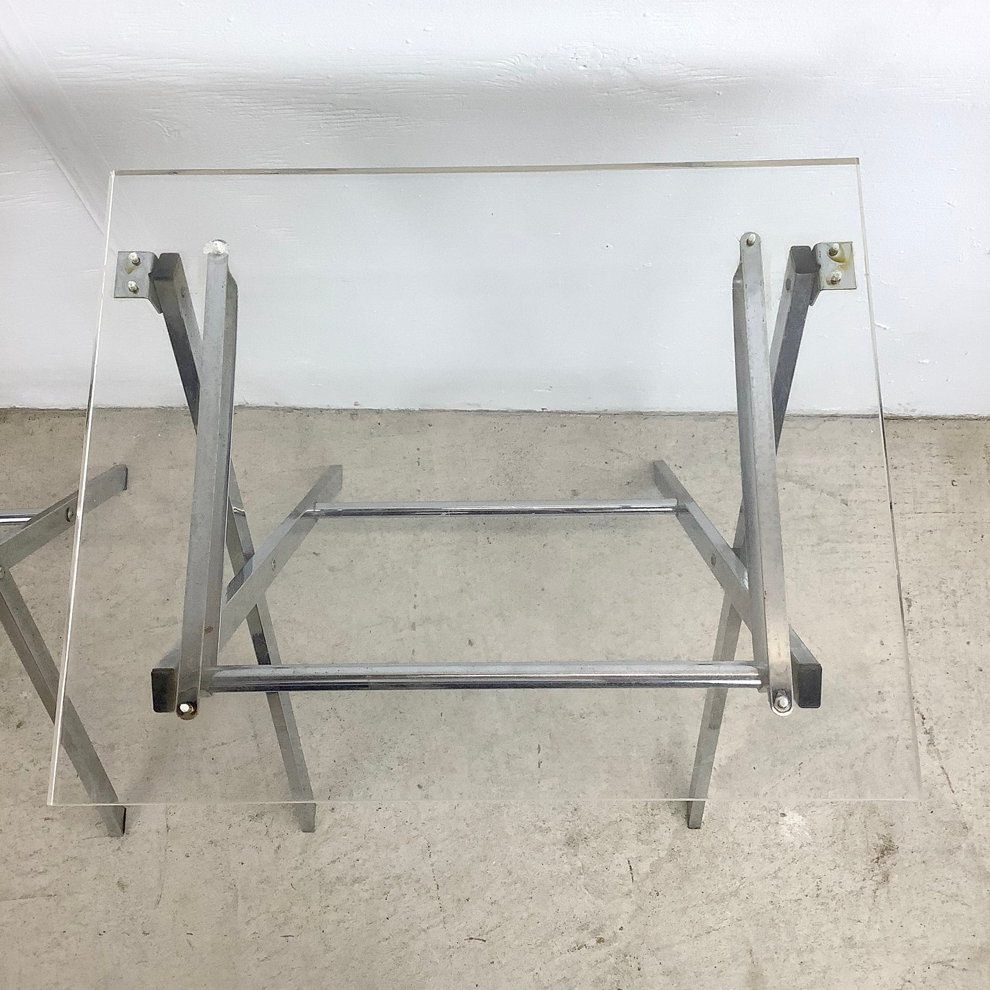 Mid-Century Lucite and Chrome Folding Tray Table- a pair
