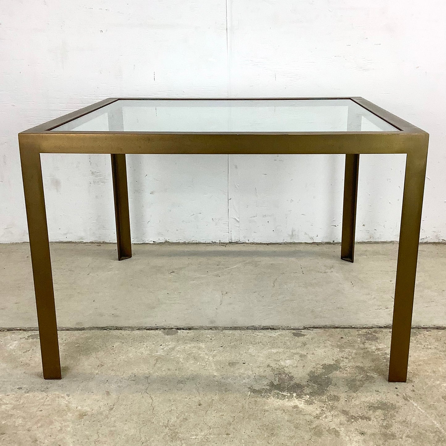 Tall Vintage Modern Glass Top Coffee Table