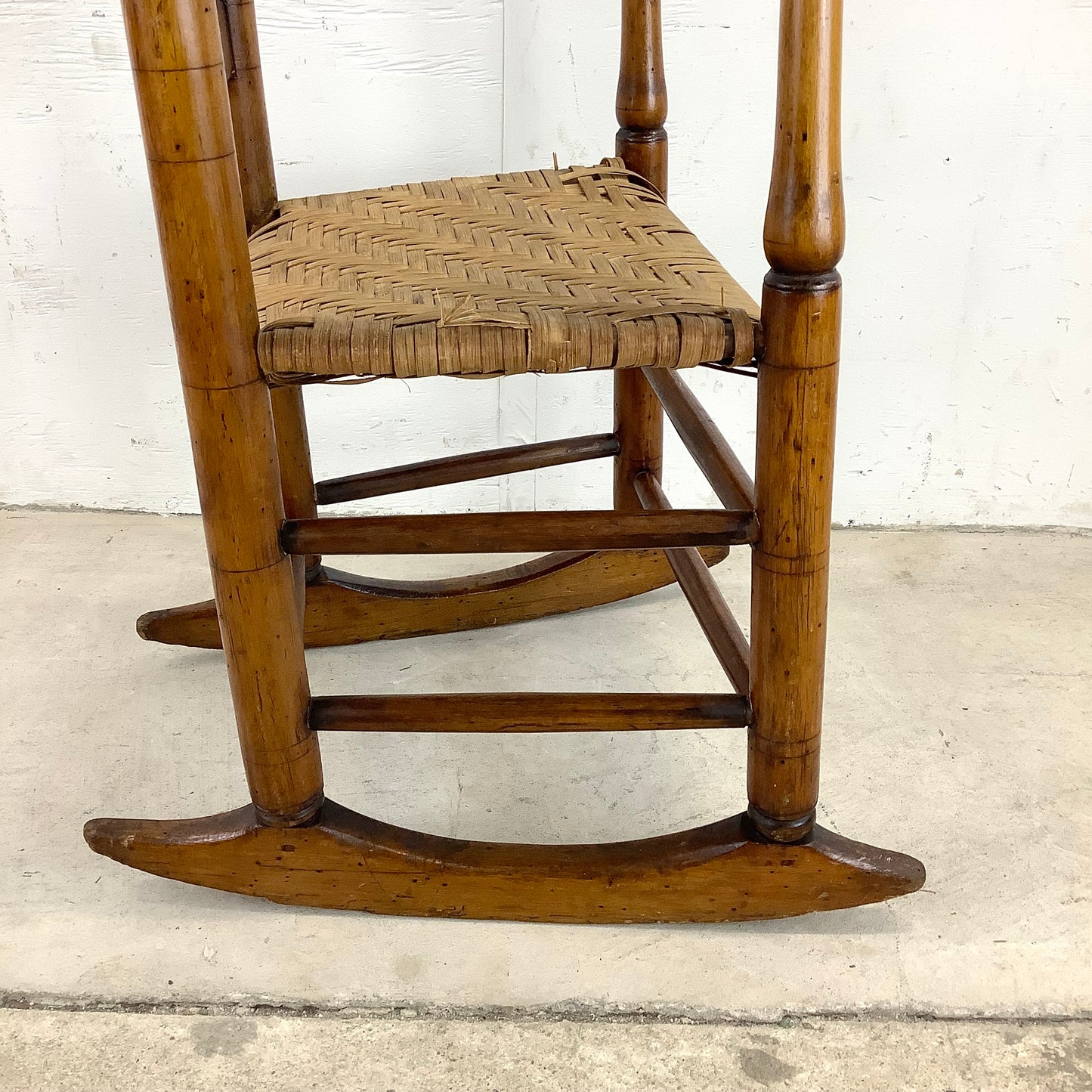 Vintage Antique Rush Seat Child Rocking Chair