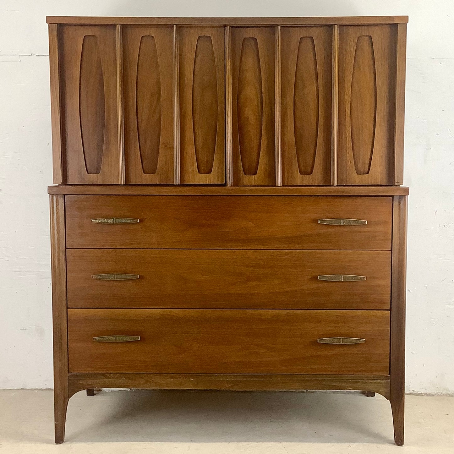 Mid-Century Kent Coffey Style Walnut Highboy Dresser