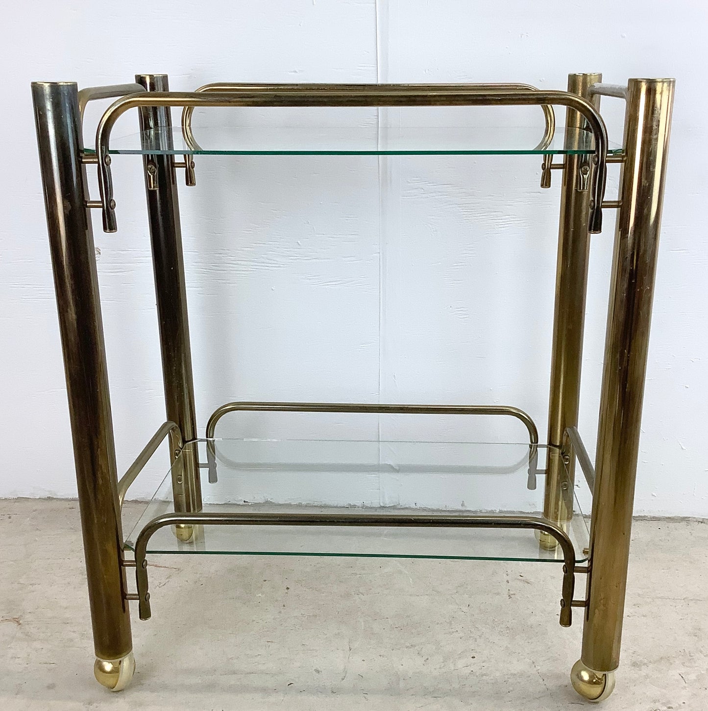 Vintage Modern Brass Finish Bar Cart
