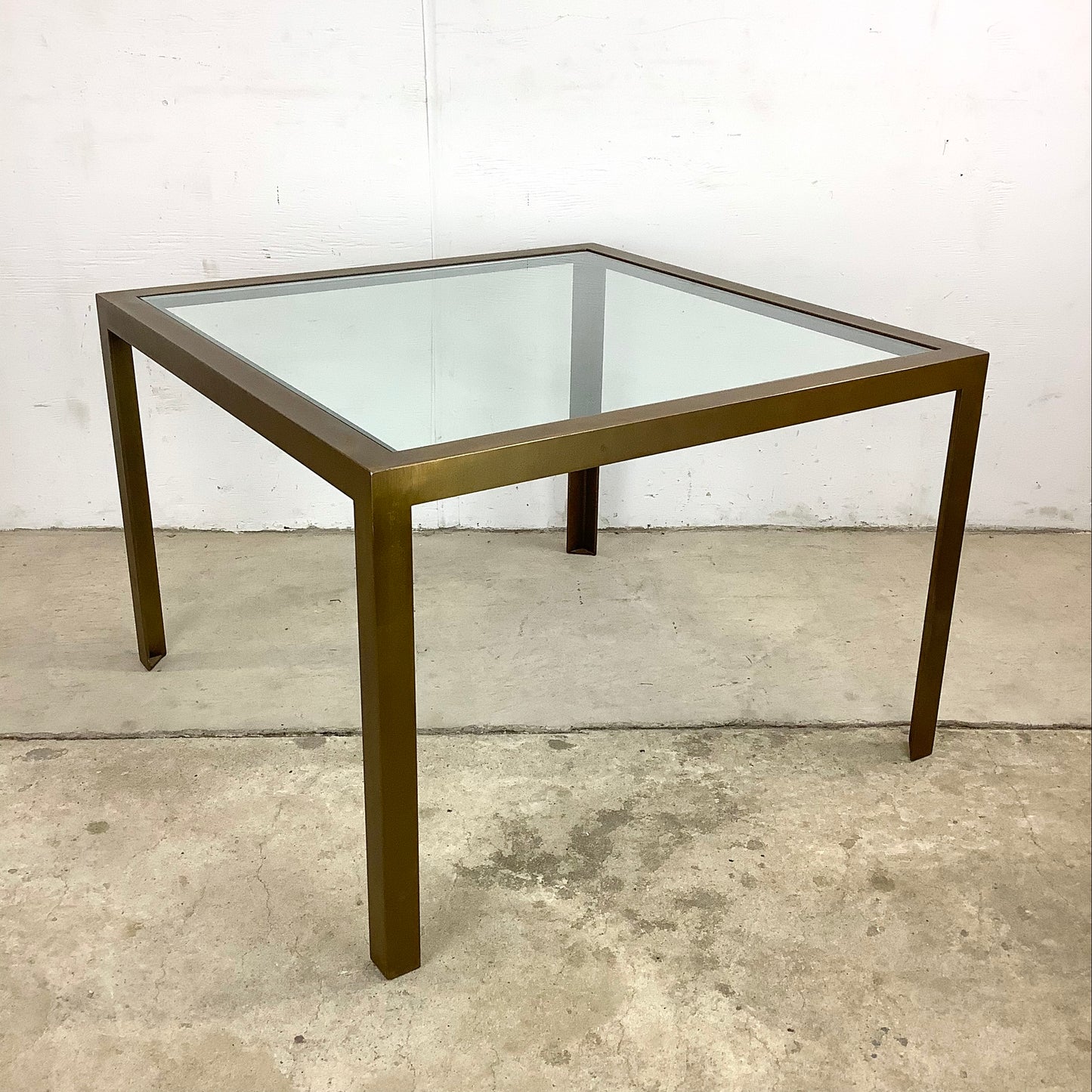 Tall Vintage Modern Glass Top Coffee Table