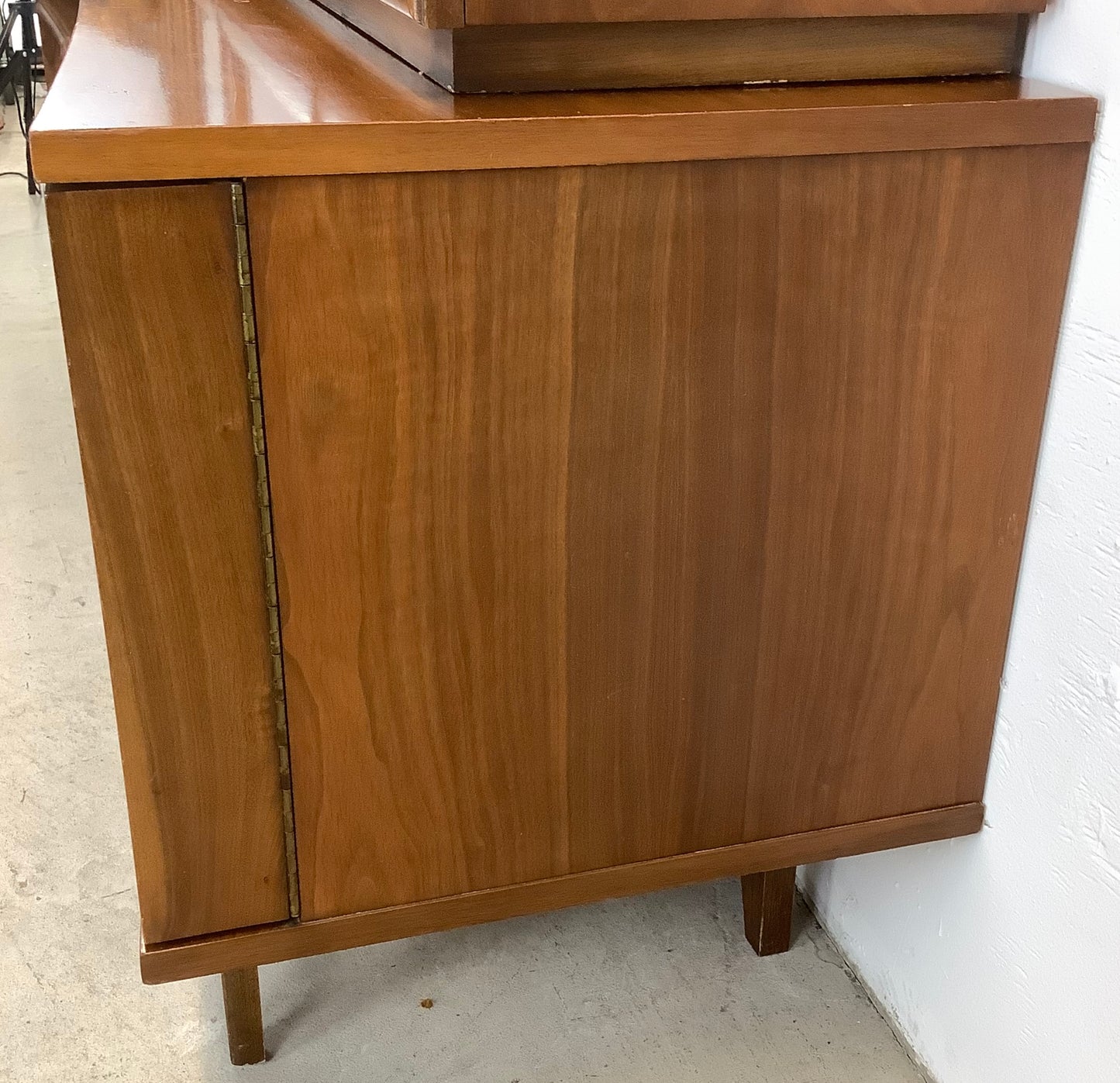 Mid-Century Walnut Sideboard With China Cabinet by Young Manufacturing